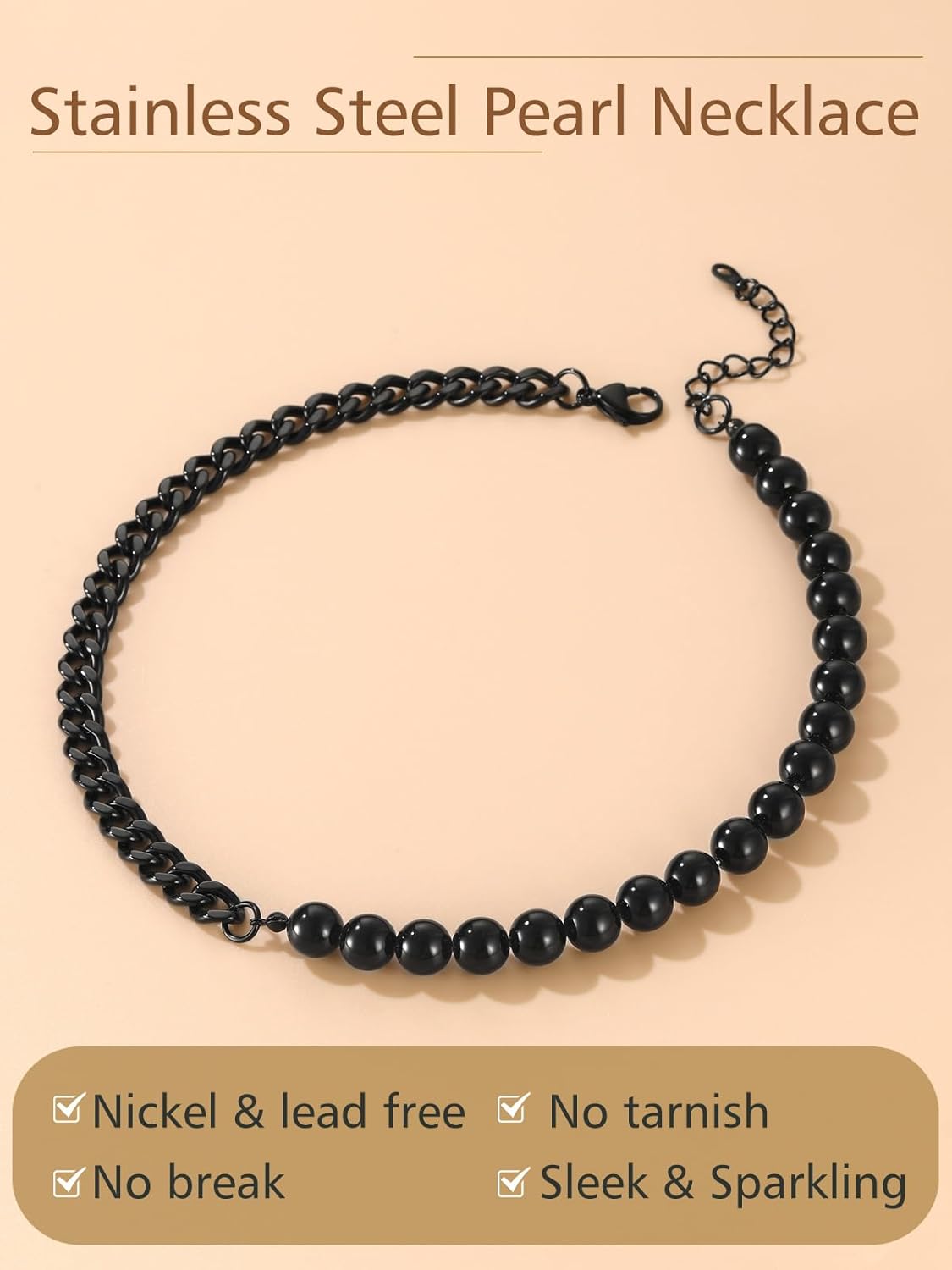 Trendy Punk Half Pearl Choker Necklace