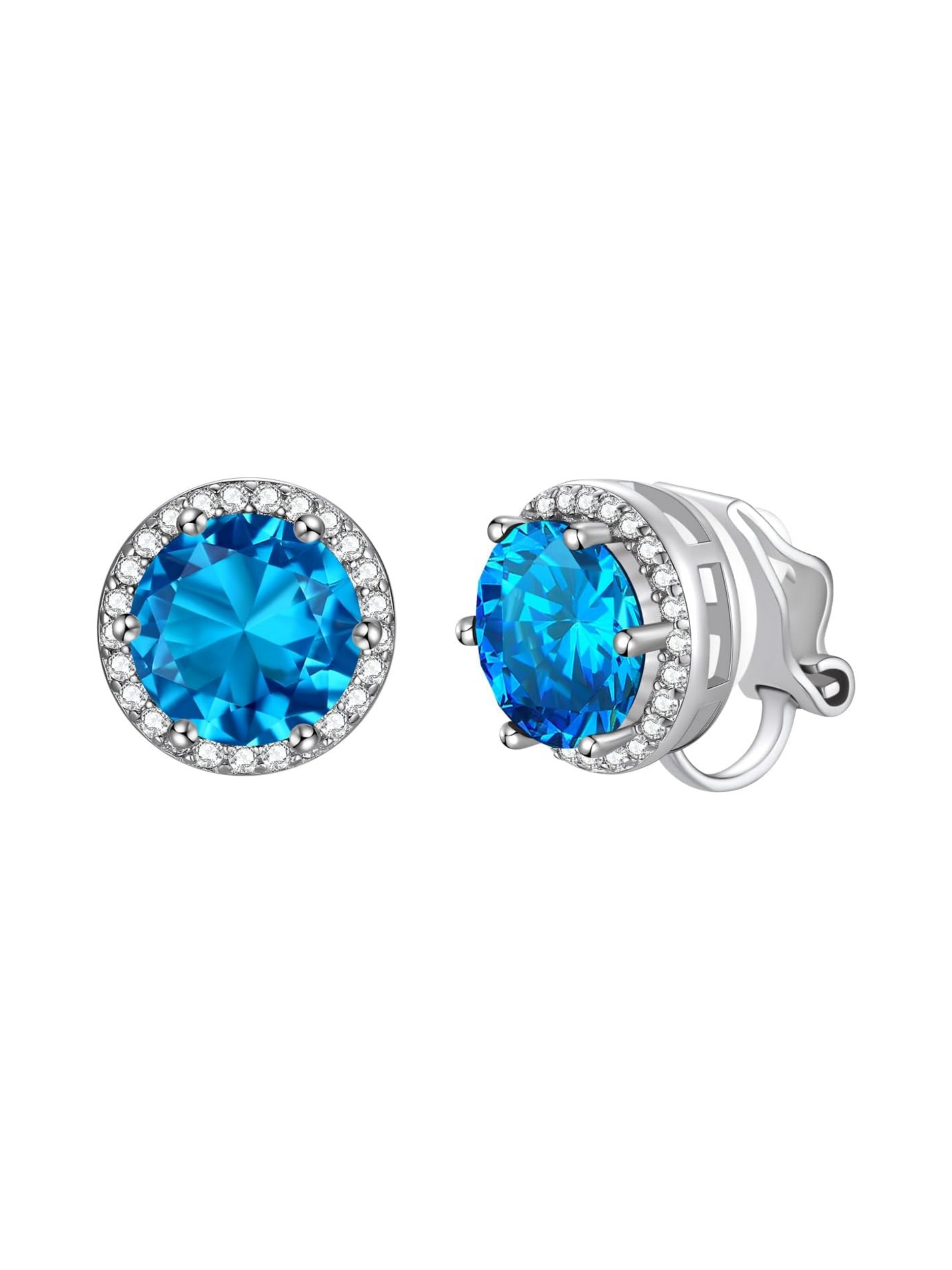 Clip on Round Birthstone Stud Earrings