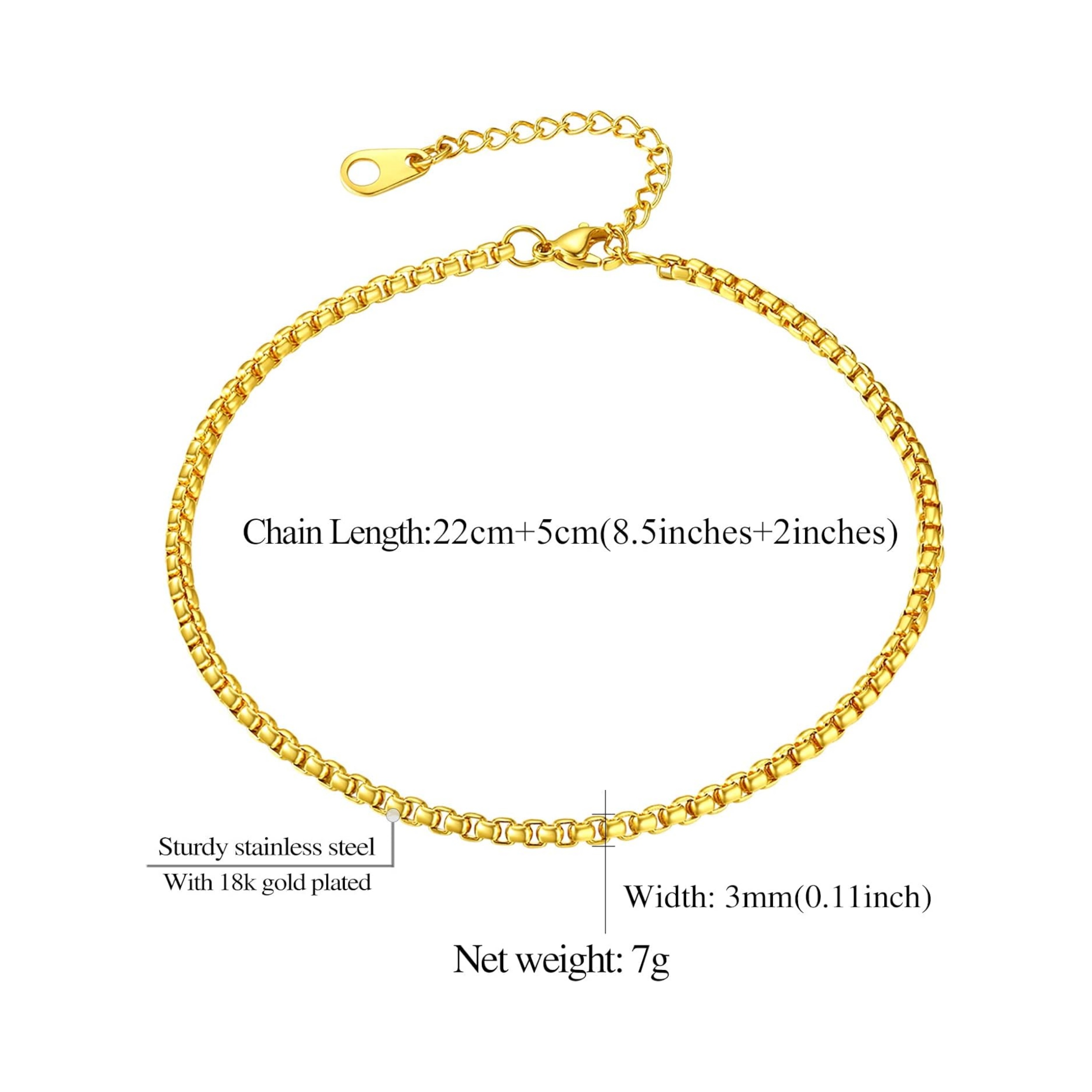 Stainless Steel Adjustable Box Link Chains Ankle
