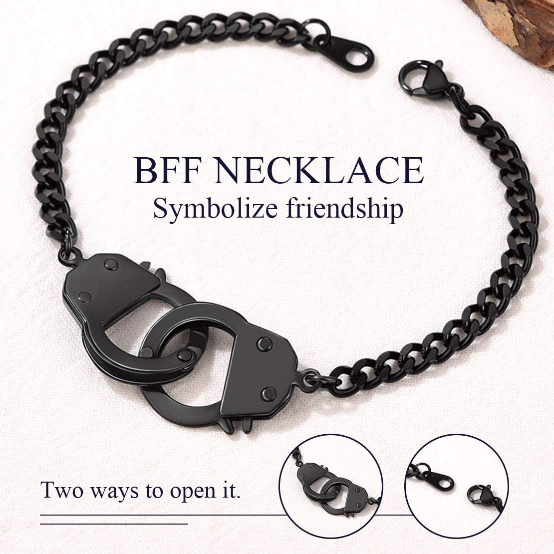 316L Stainless Steel Punk Statement Handcuff Chain Necklace