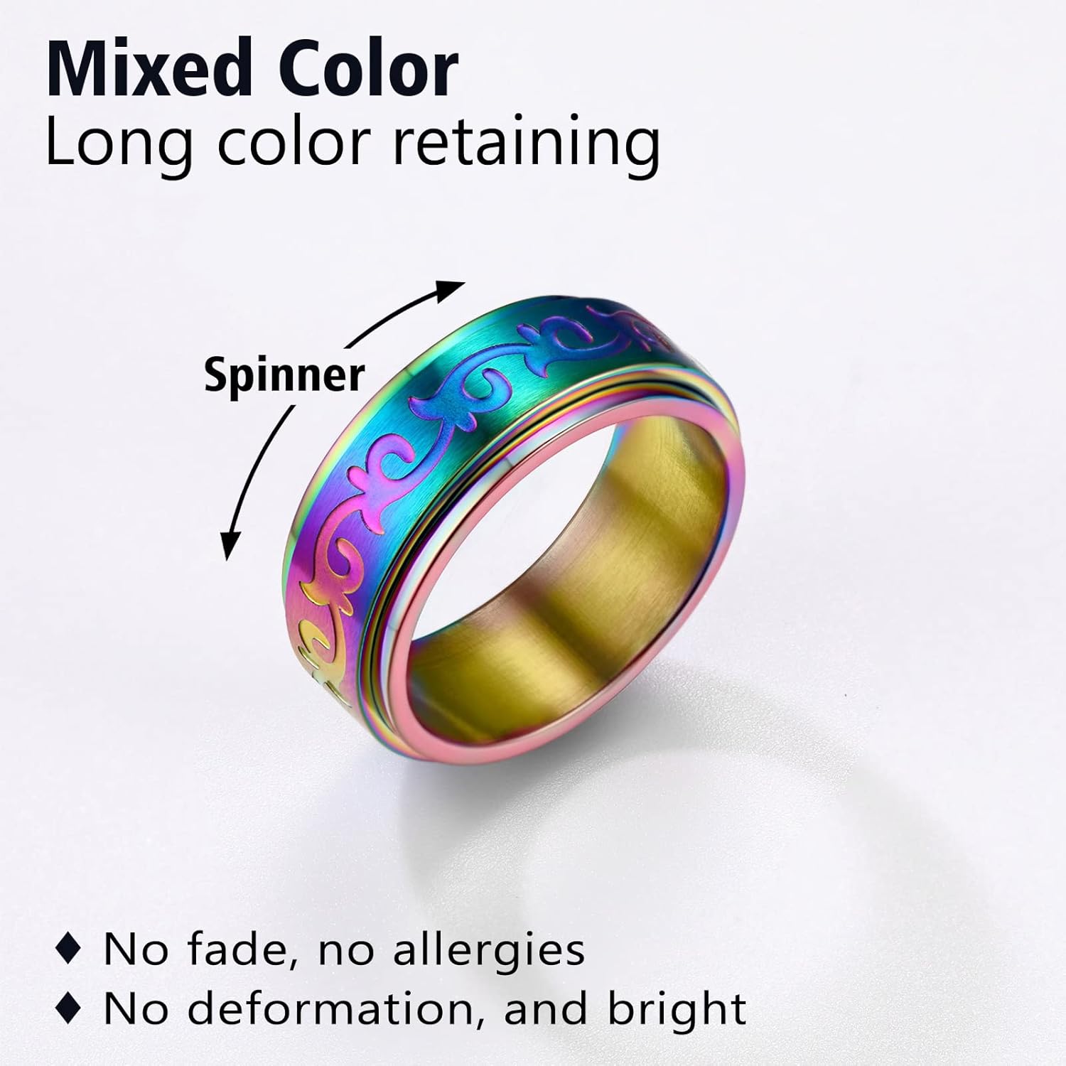 Rattan Pattern Spinner Band Rings