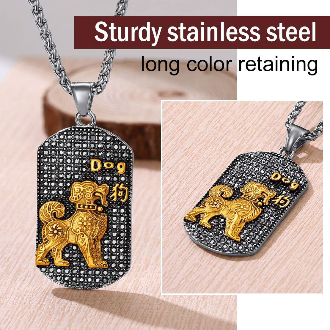 Year of the Dog Horoscope Antiqued Finish Zodiac Sign Necklaces 