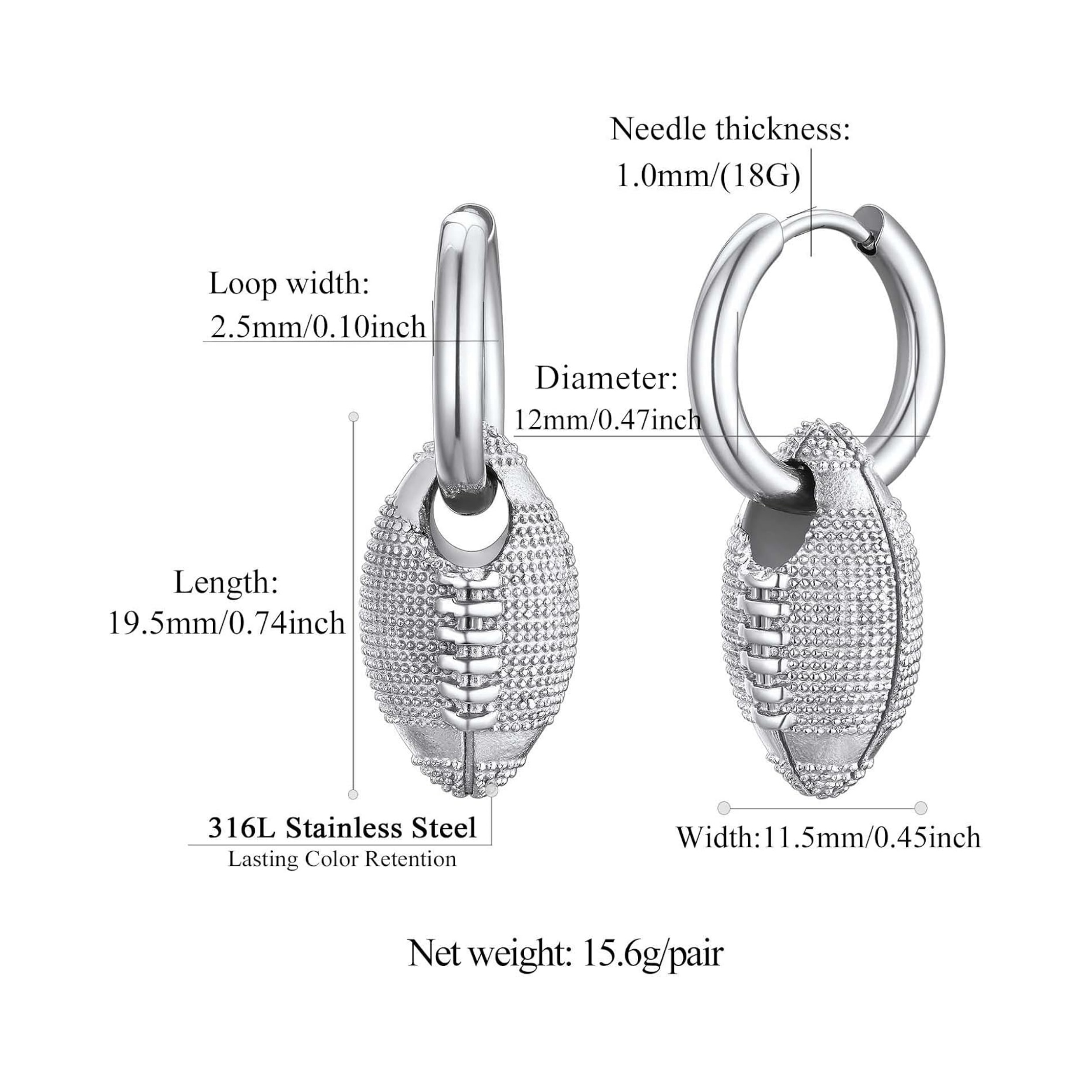 Rugby Huggie Hoop Earrings 