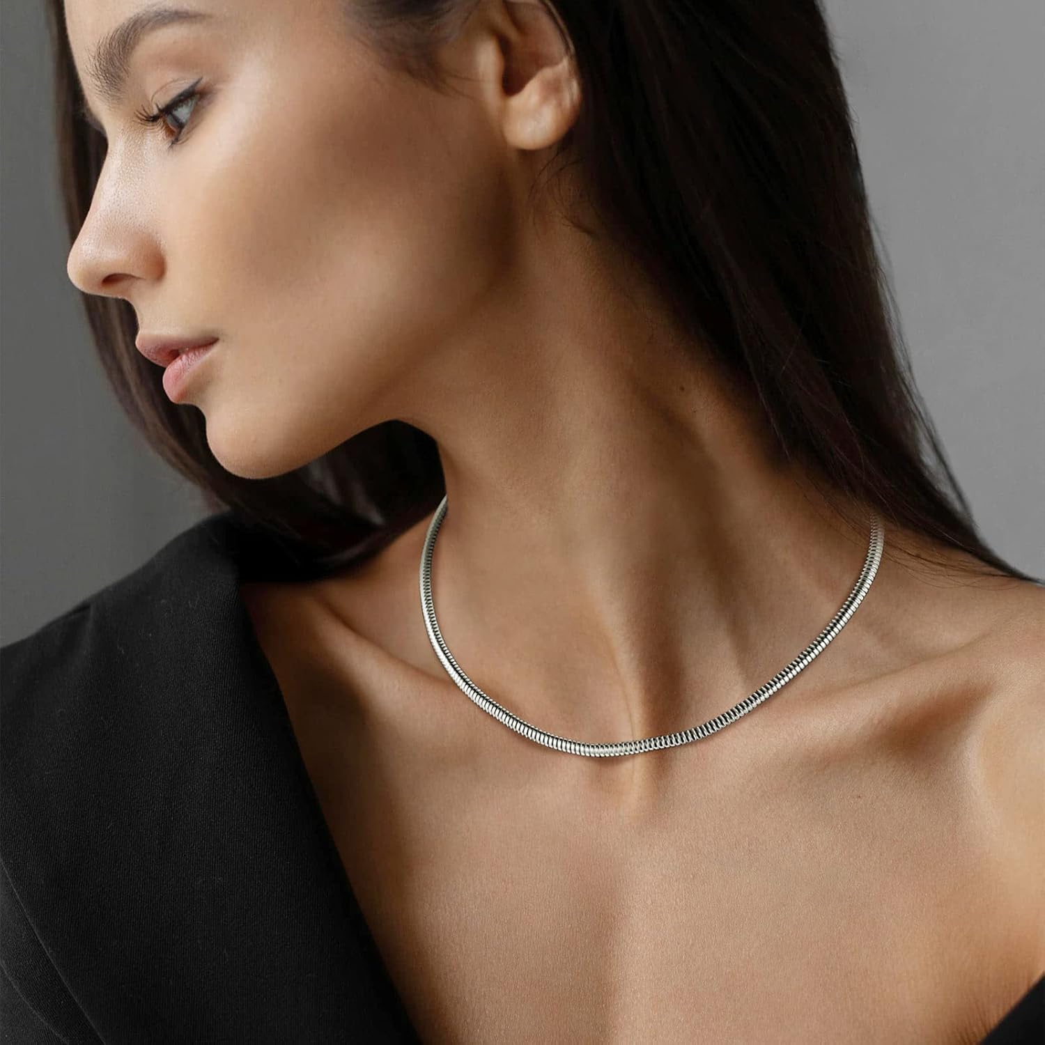 Round Snake Chain Choker Necklaces 