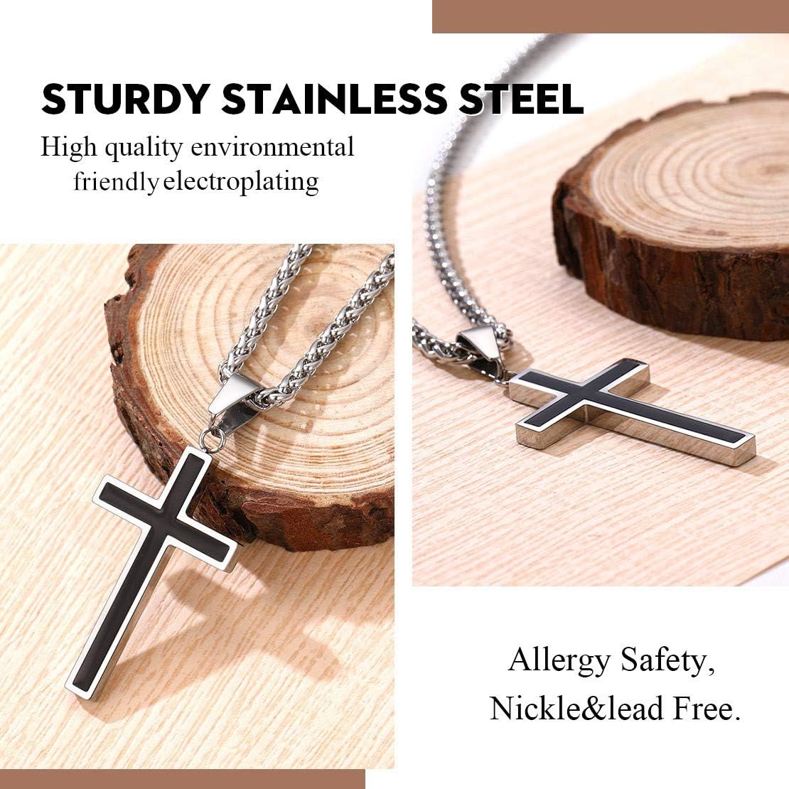 Cross Chain Christian Jewelry Enamel Christening Crucifix Pendant Necklaces