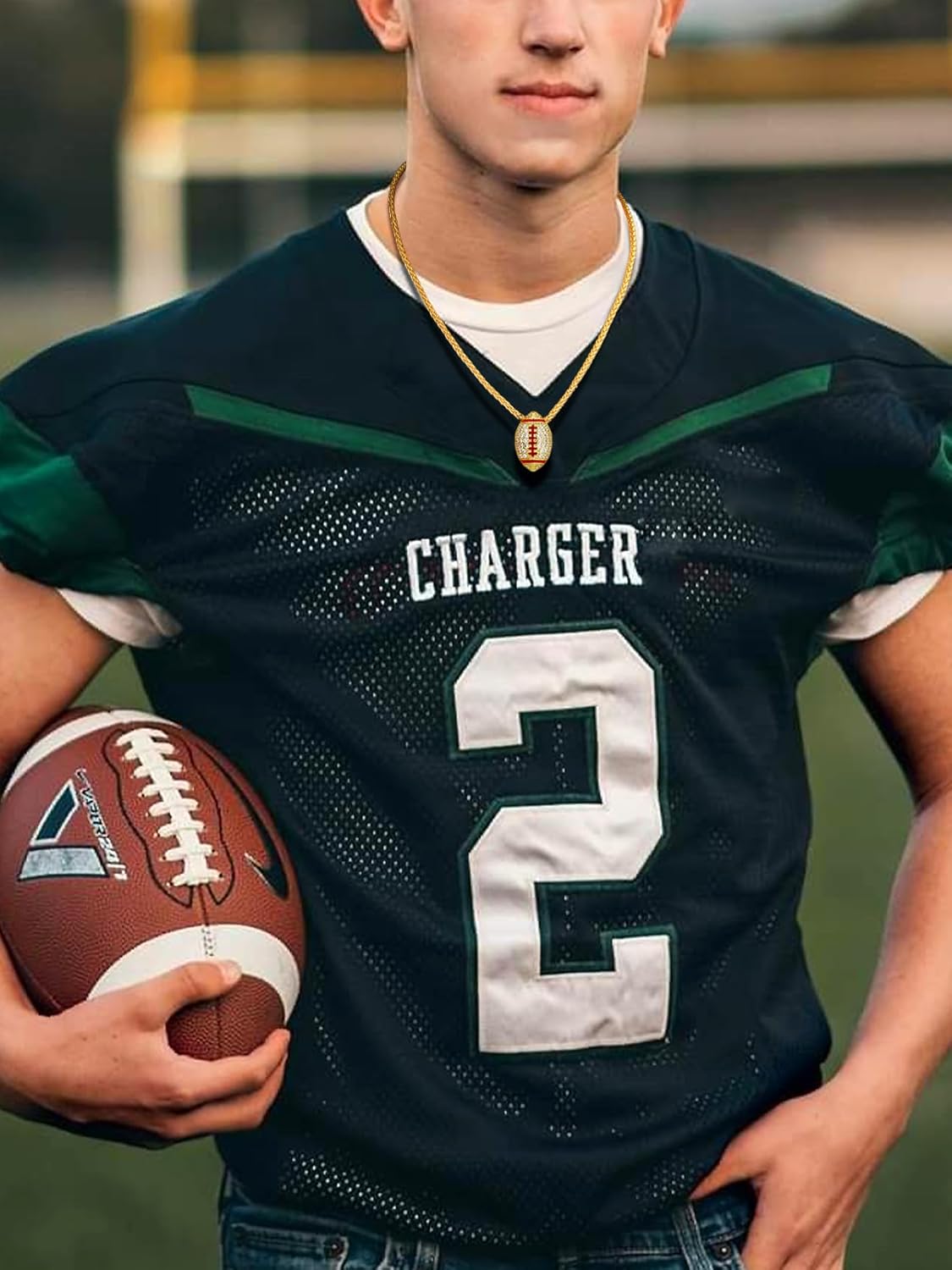 Rugby Ball Gold Ball Pendant Necklace