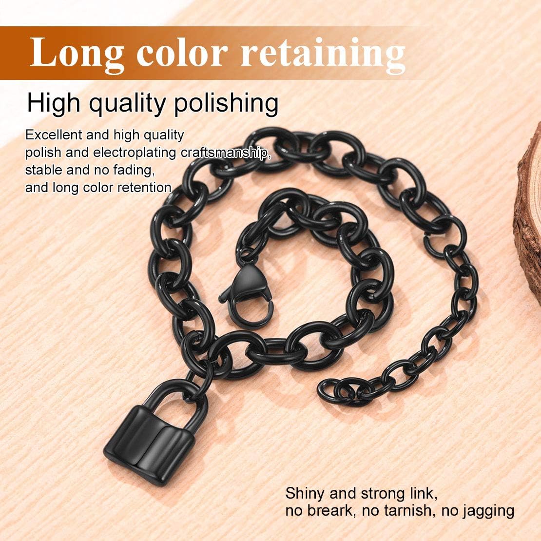 Chunky Cable Chain Padlock Charm Bracelets 