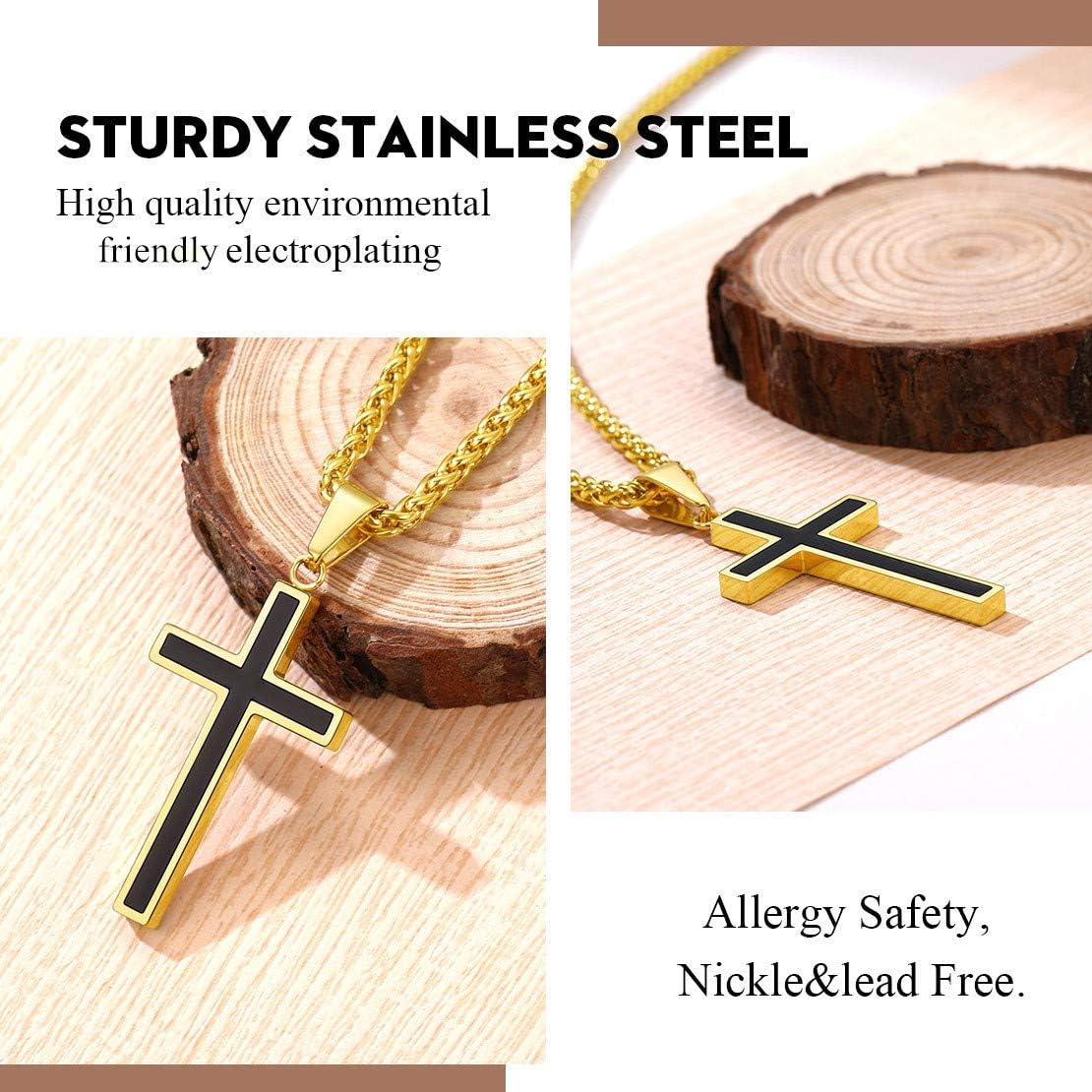 Cross Chain Christian Jewelry Enamel Christening Crucifix Pendant Necklaces