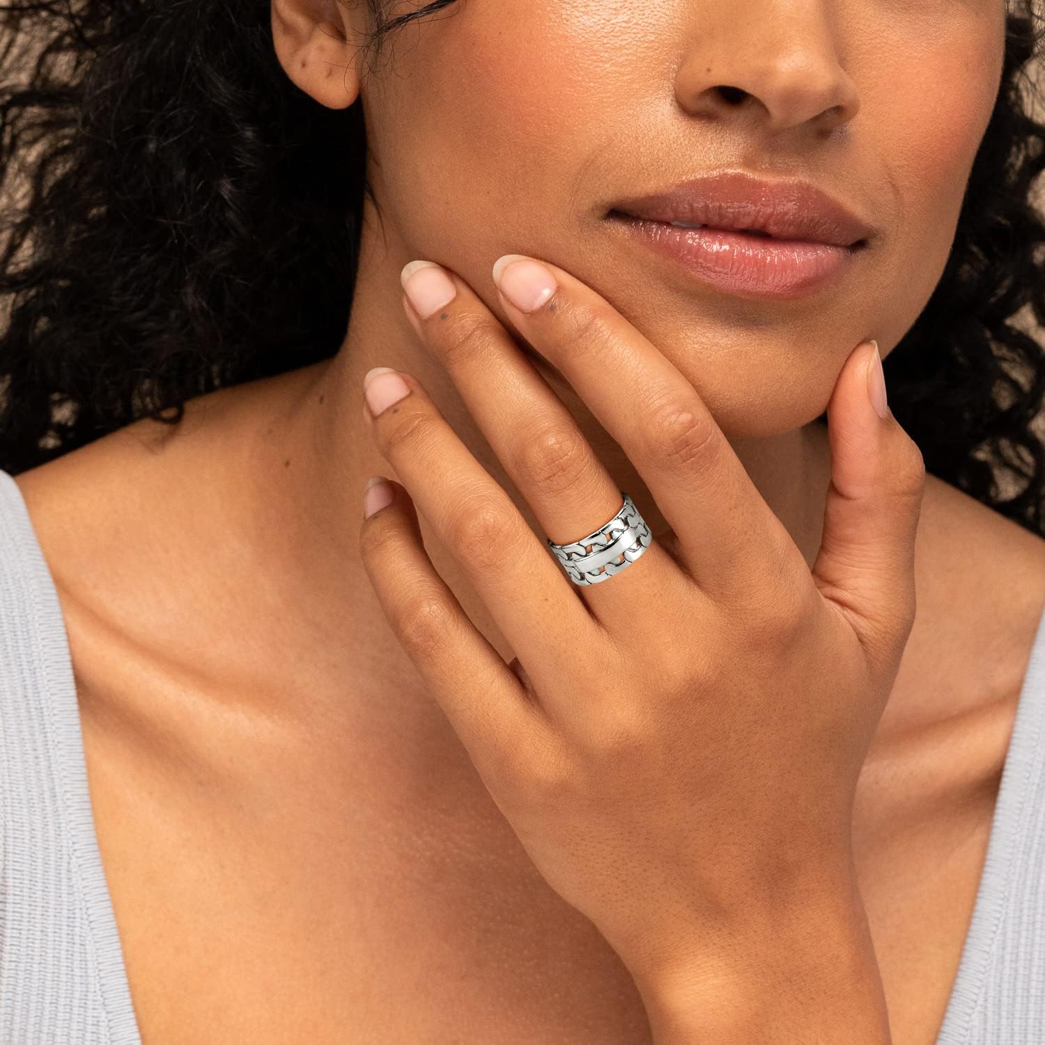 11.5 mm Steel Cuban Thin Link Style Promise Rings