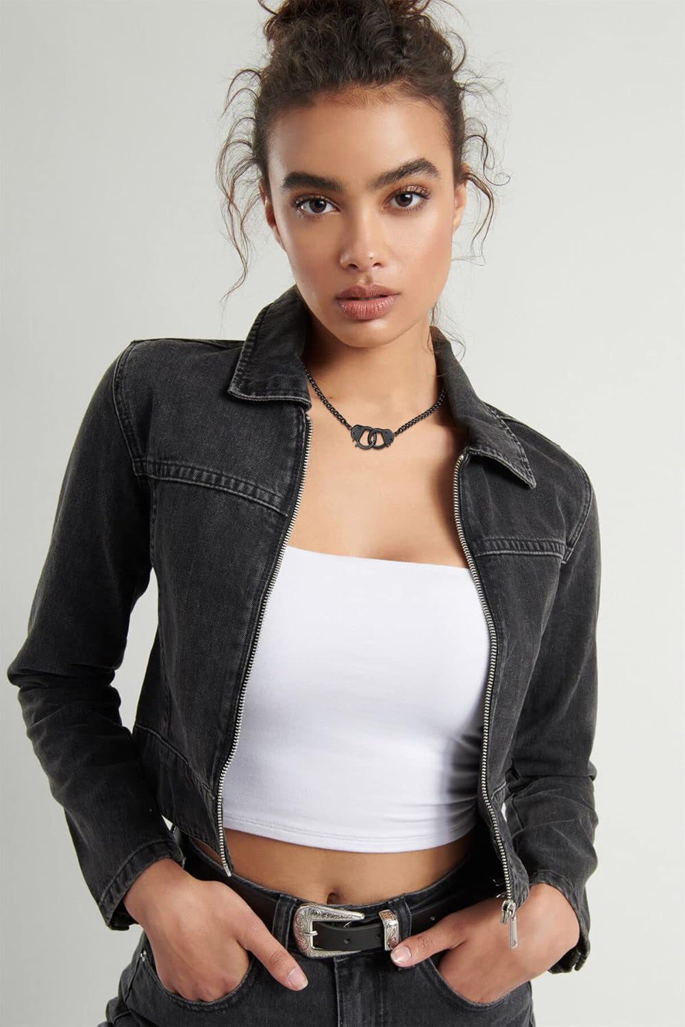 Punk Statement Handcuff Chain Necklace for Women