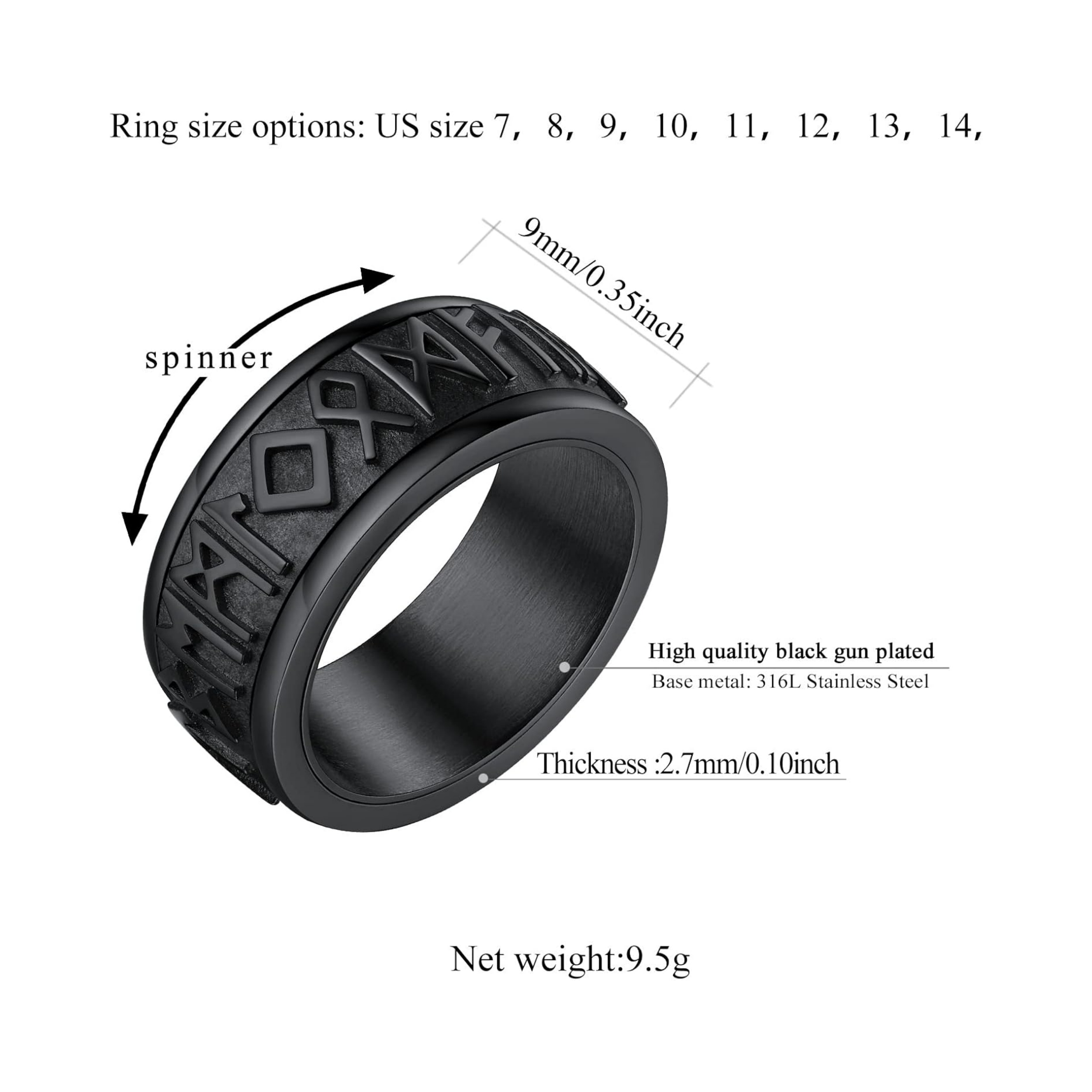 Viking Rune Spinner Anxiety Stress Relief Rings