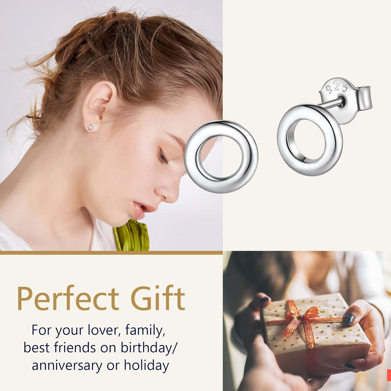 Small Round Circle O Pierced Stud Earrings