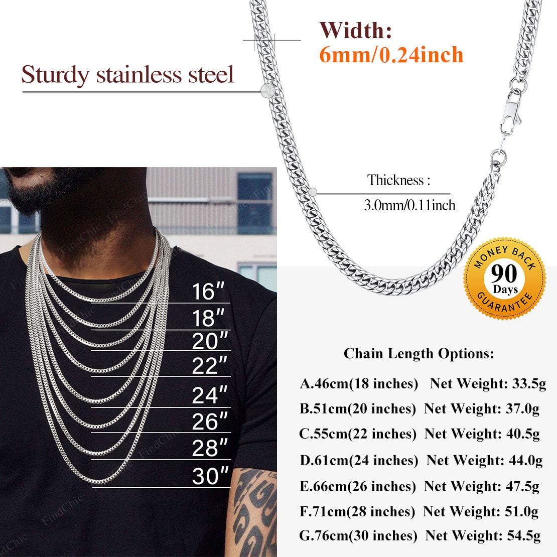 6mm Width Stainless Steel Double Tight Cuban Curb Link Chain