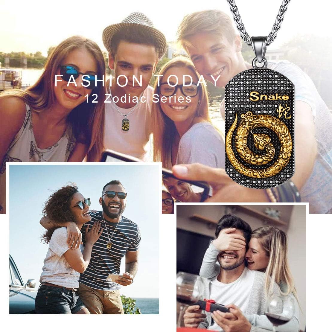 Year of the Snake Horoscope Antiqued Finish Zodiac Sign Necklaces 