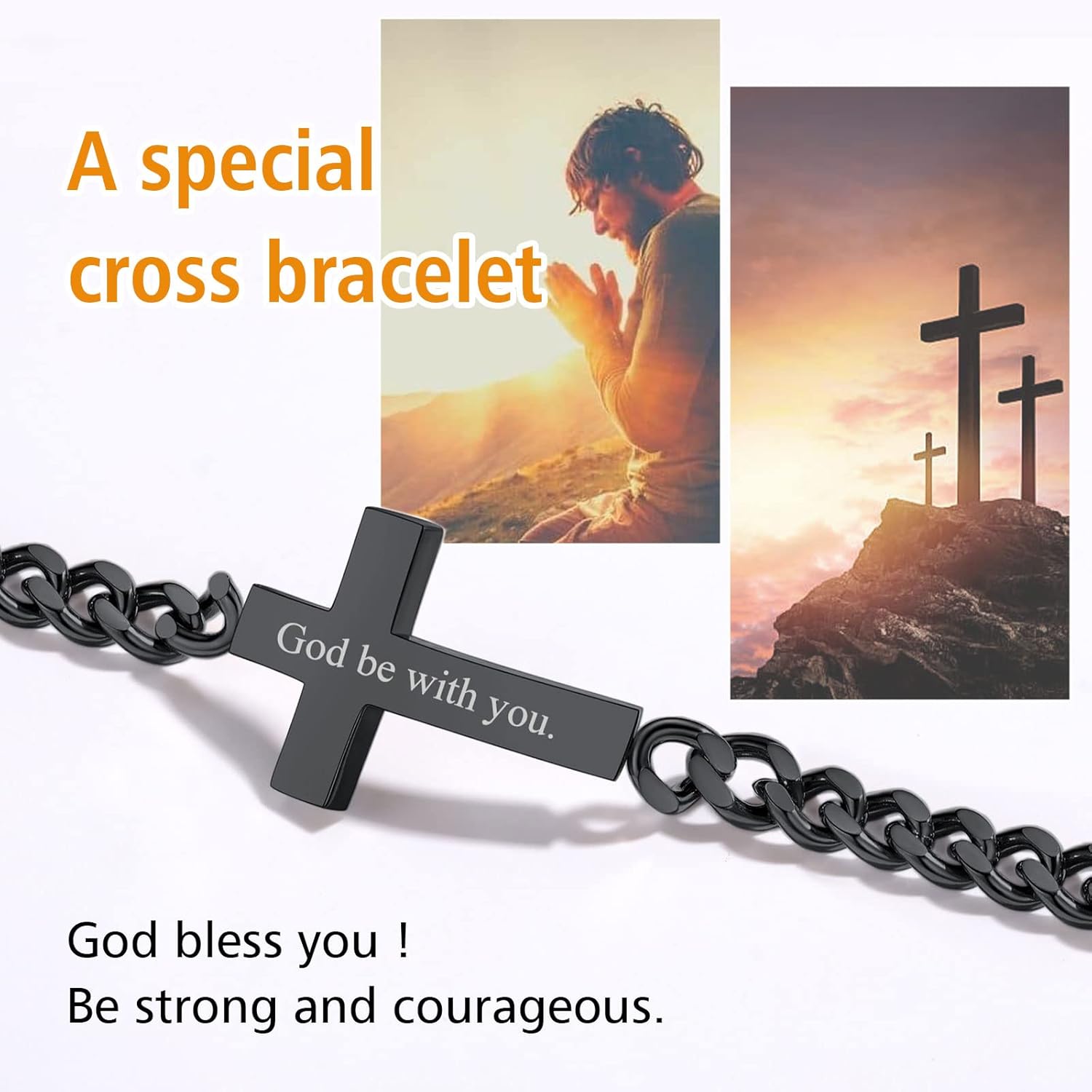 Chunky with Sideway Cross Charm Bracelets