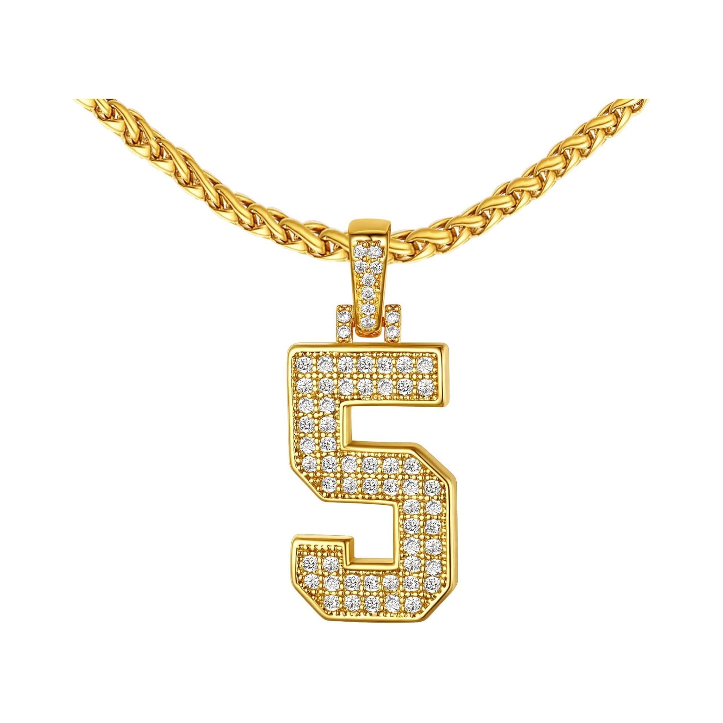 18K Gold Plated Zirconia Number Chain Necklaces