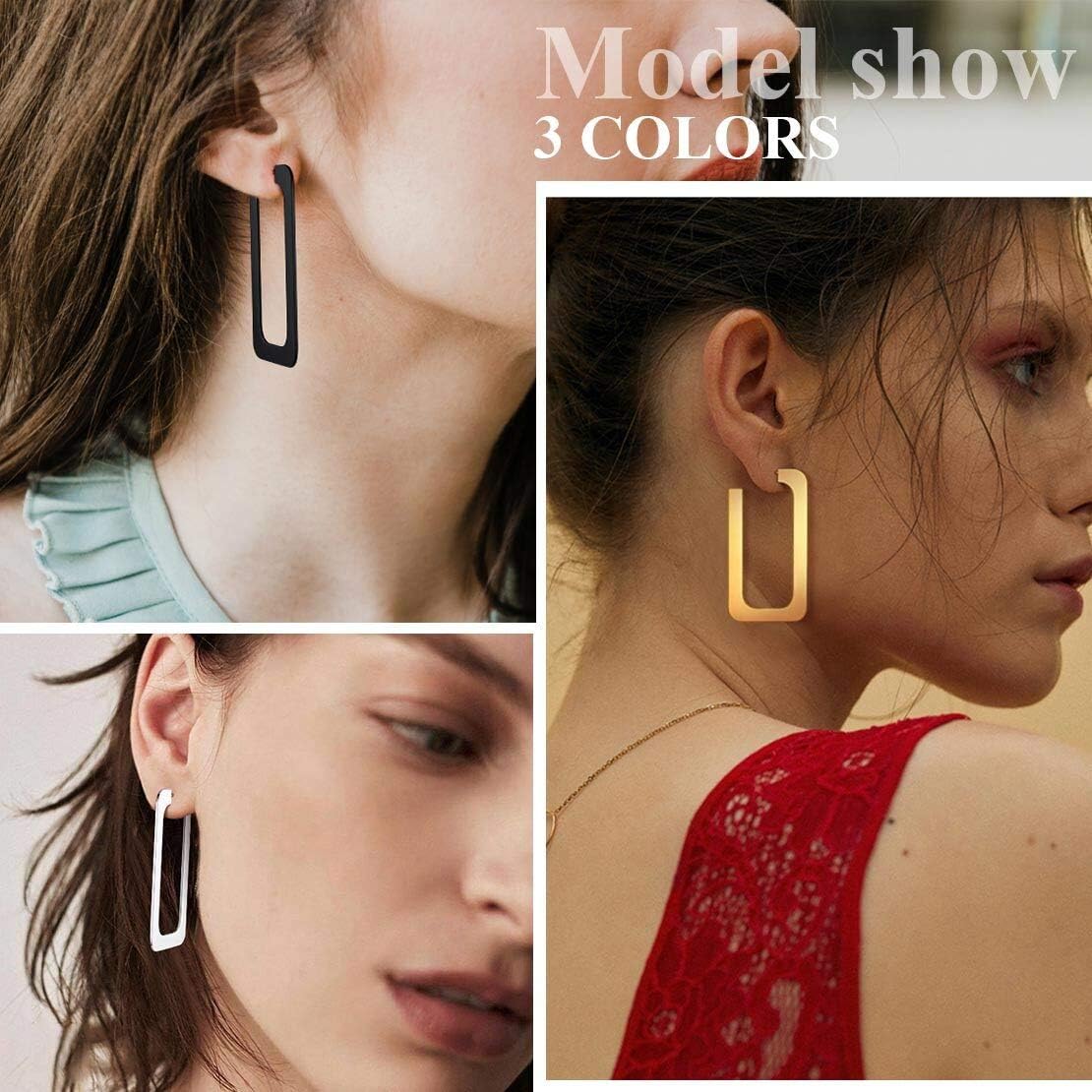 Thin Flat Rectangle Pierced Drop & Dangle Earrings