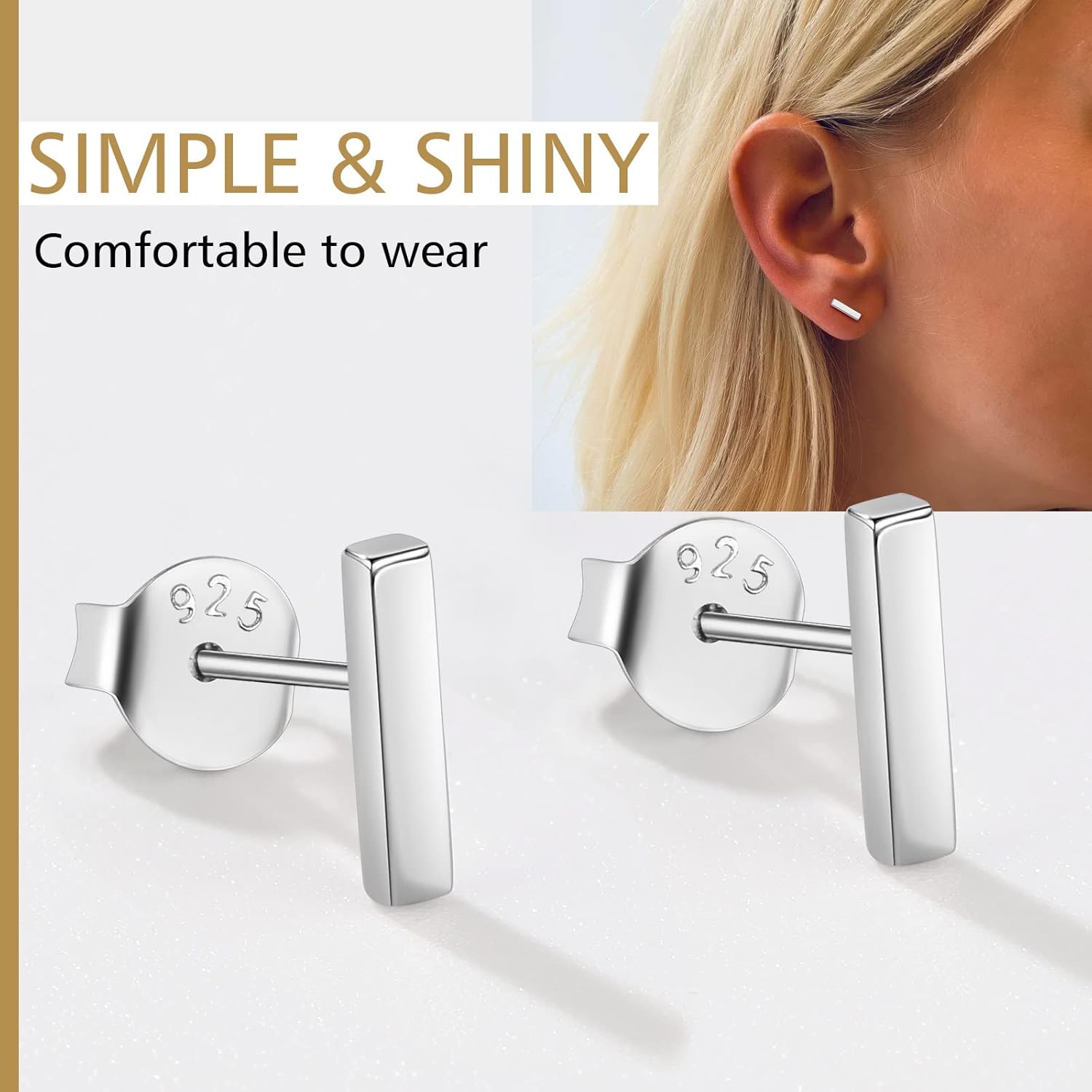 Small Stic Bar Stud Earrings