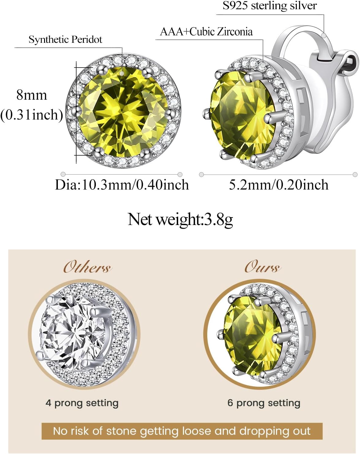 Clip on Round Birthstone Stud Earrings