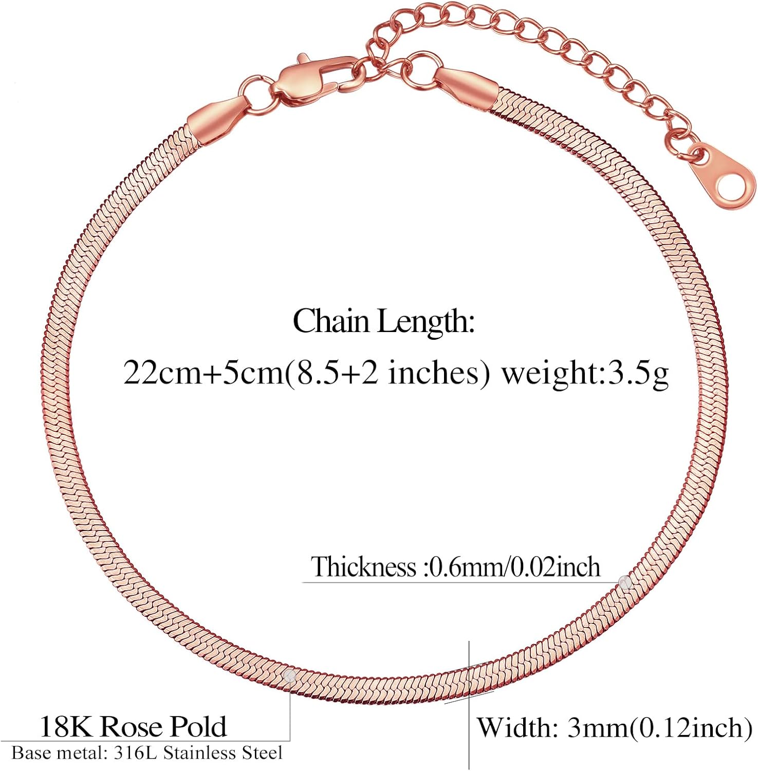 Elegant Herringbone Snake Chain Anklets