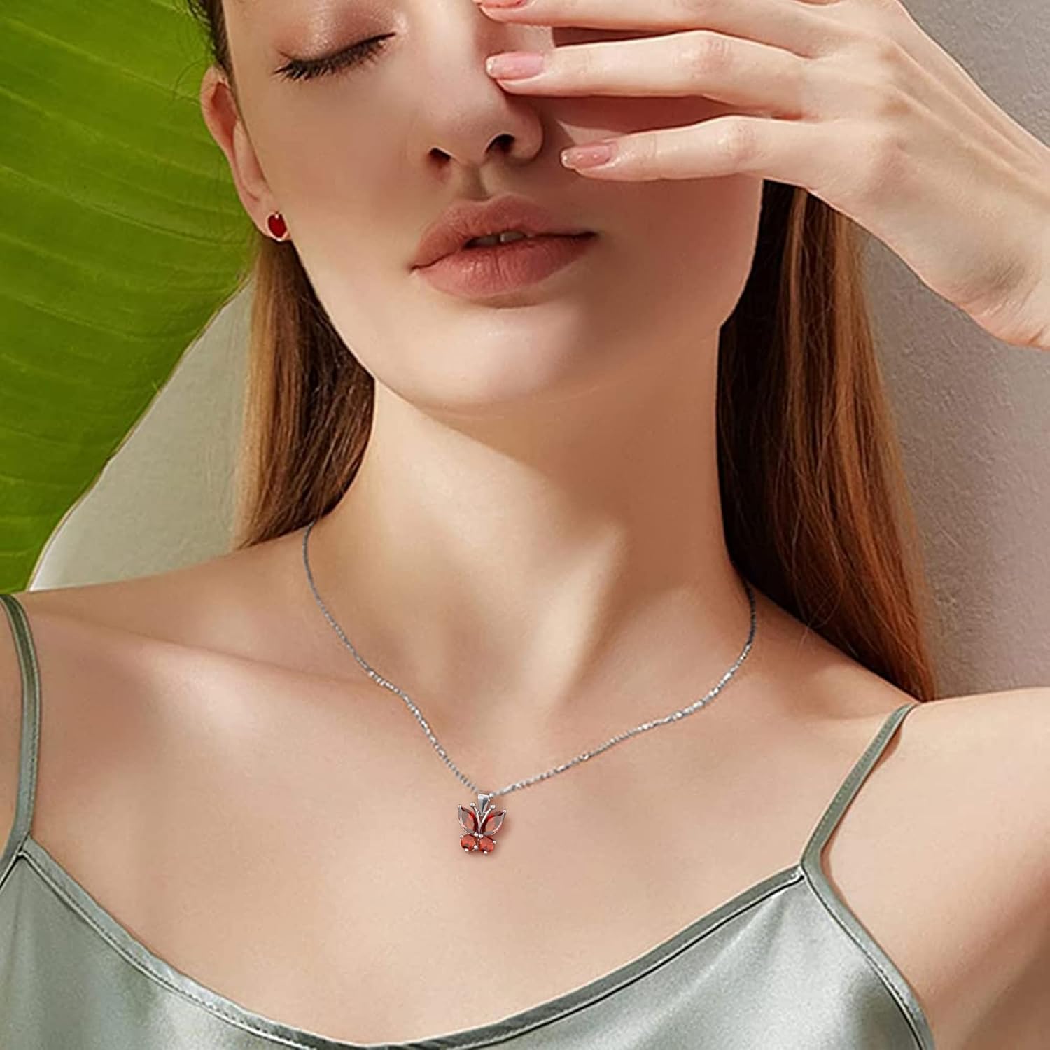 Dazzling July Ruby Butterfly Birthstone Necklace