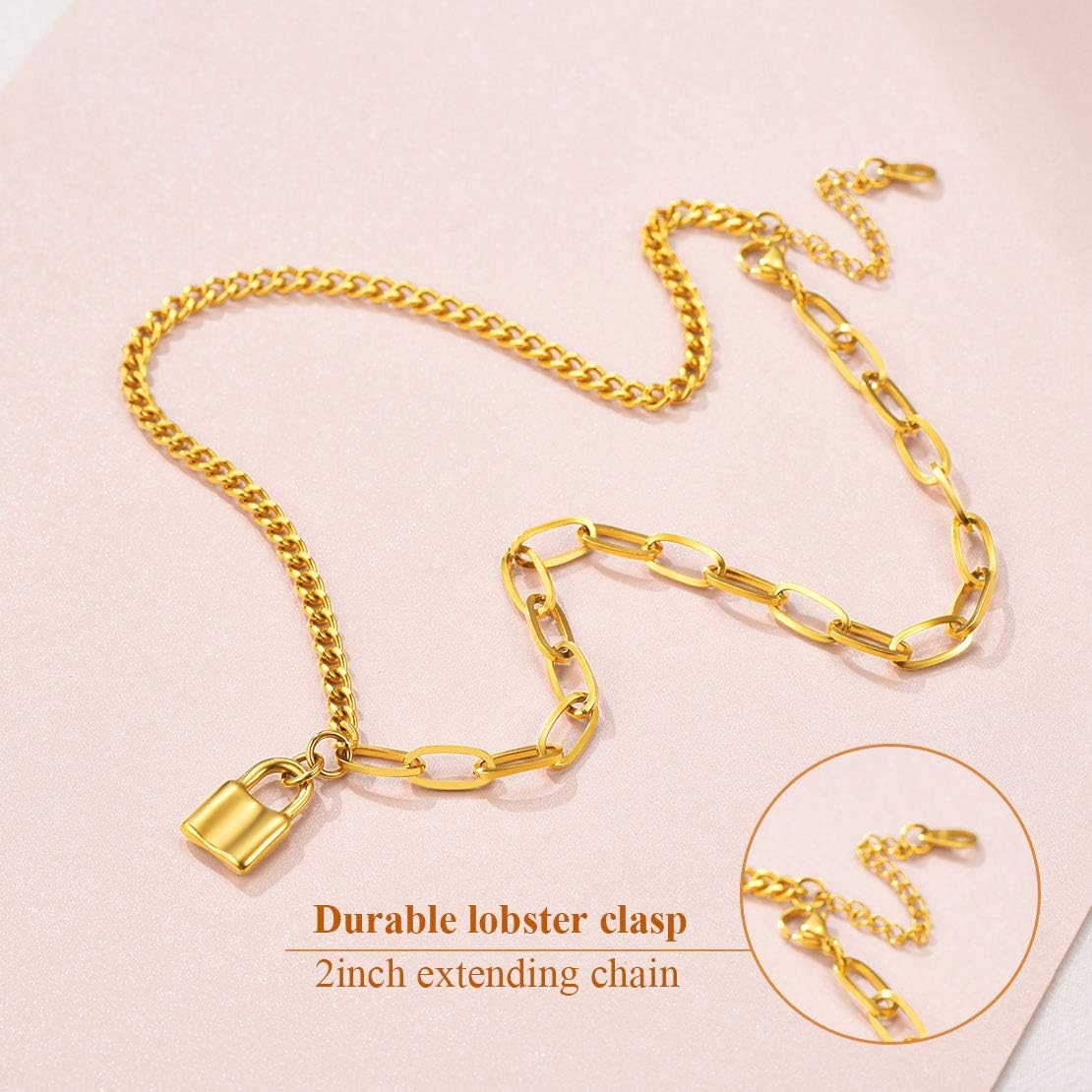 Padlock Pendant Friendship Statement Necklace 