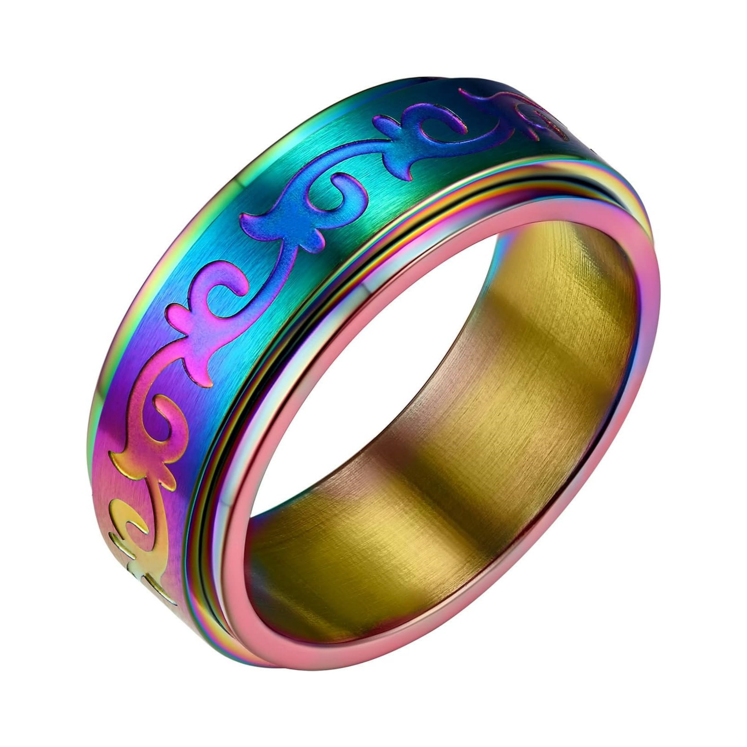 Rattan Pattern Spinner Band Rings