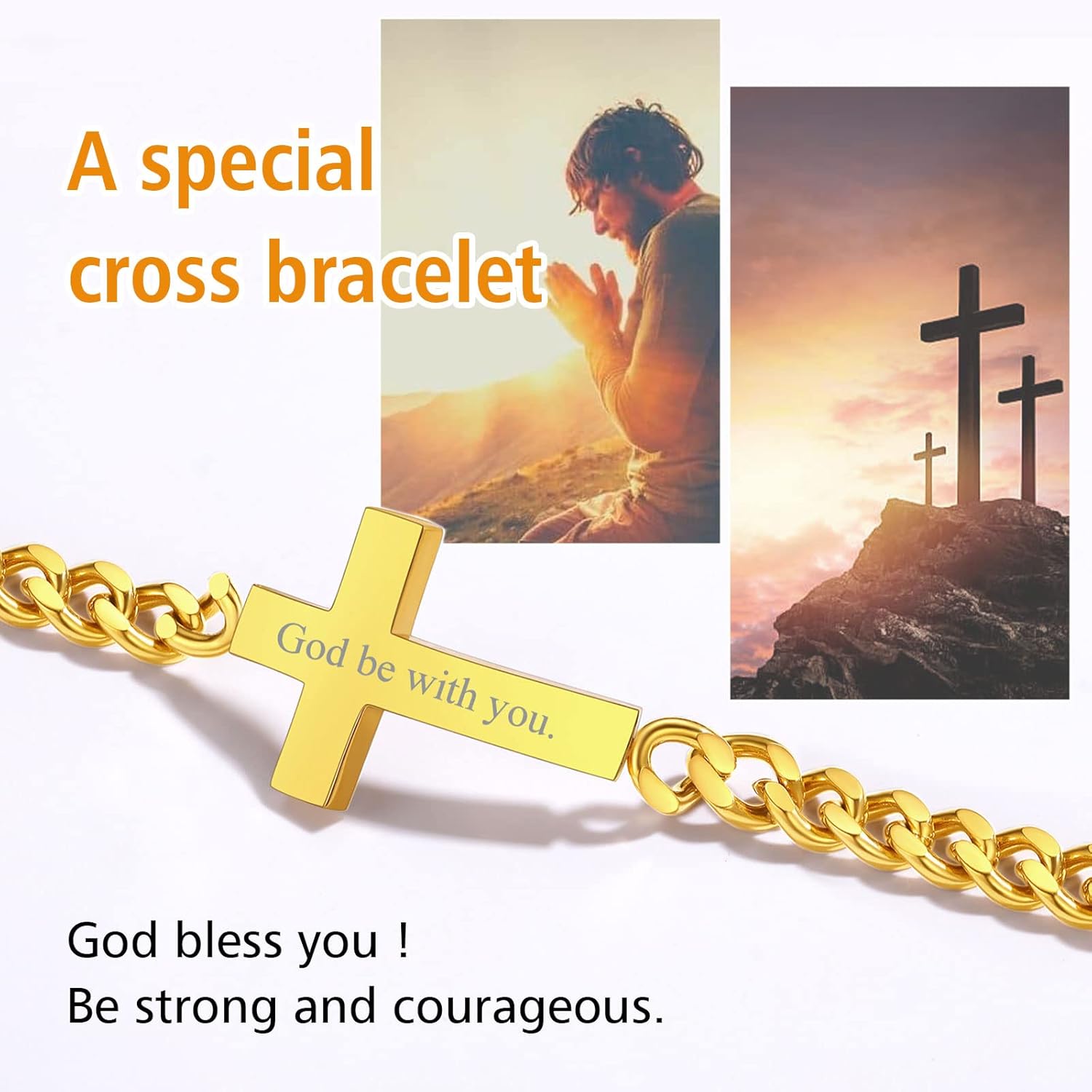 Chunky with Sideway Cross Charm Bracelets