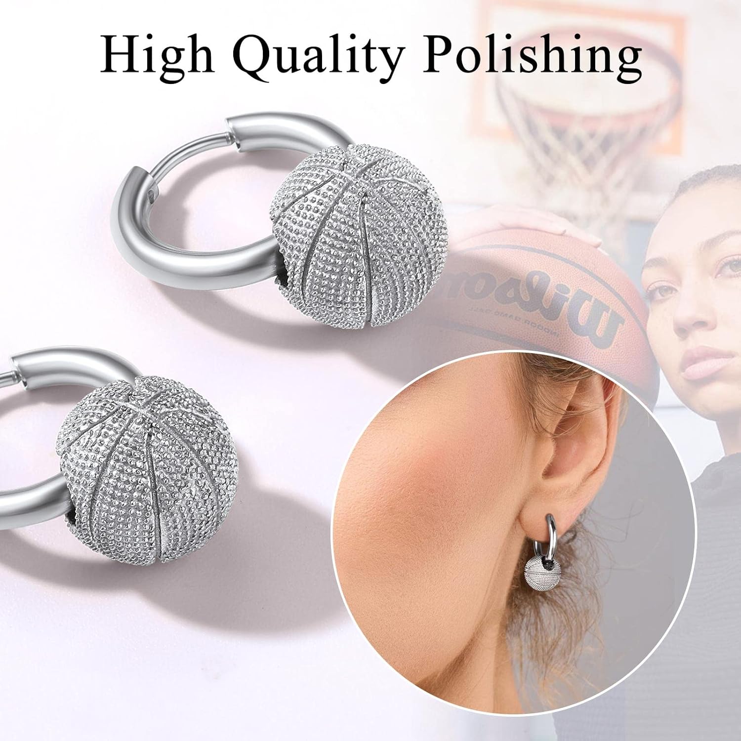 Basketball Hoops Huggie Earring