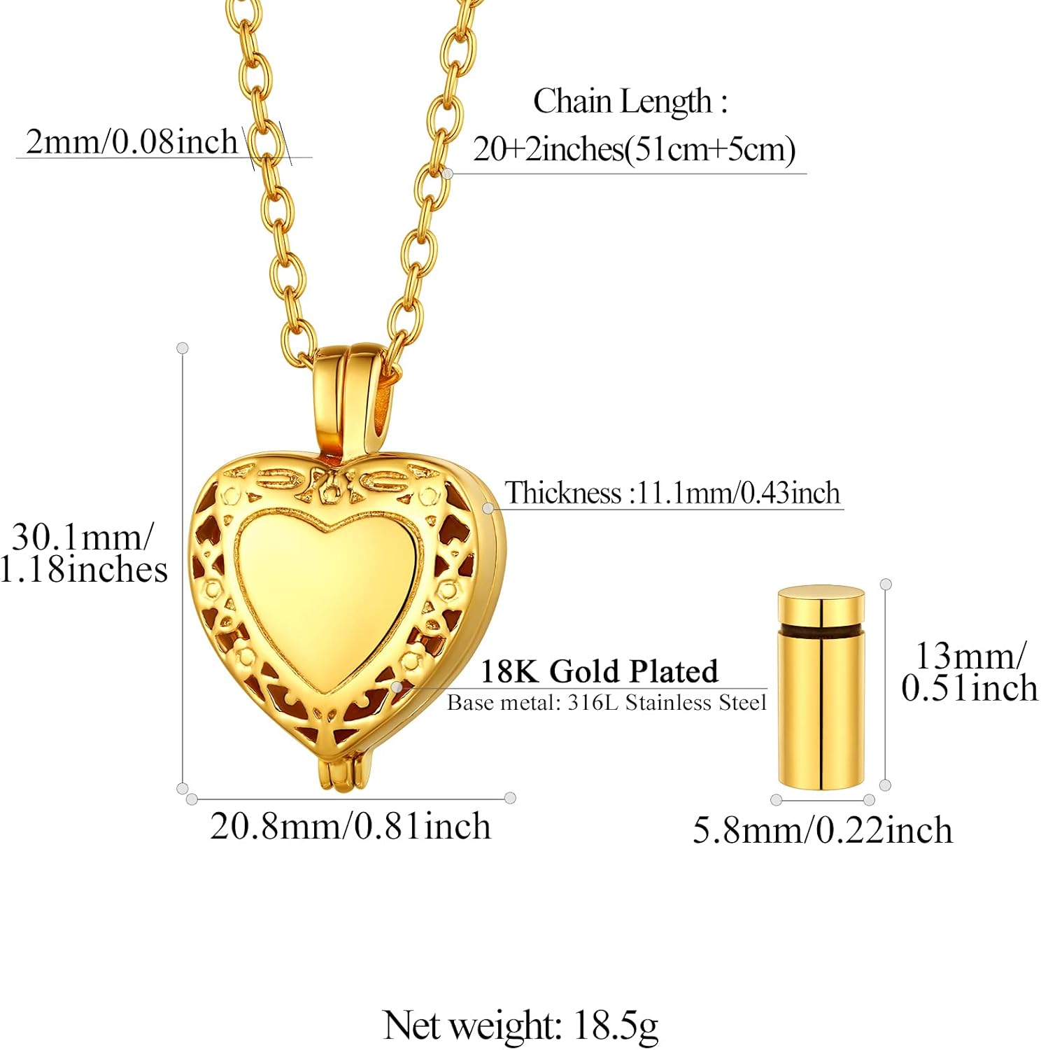 Hollow heart Vintage Urn Necklaces
