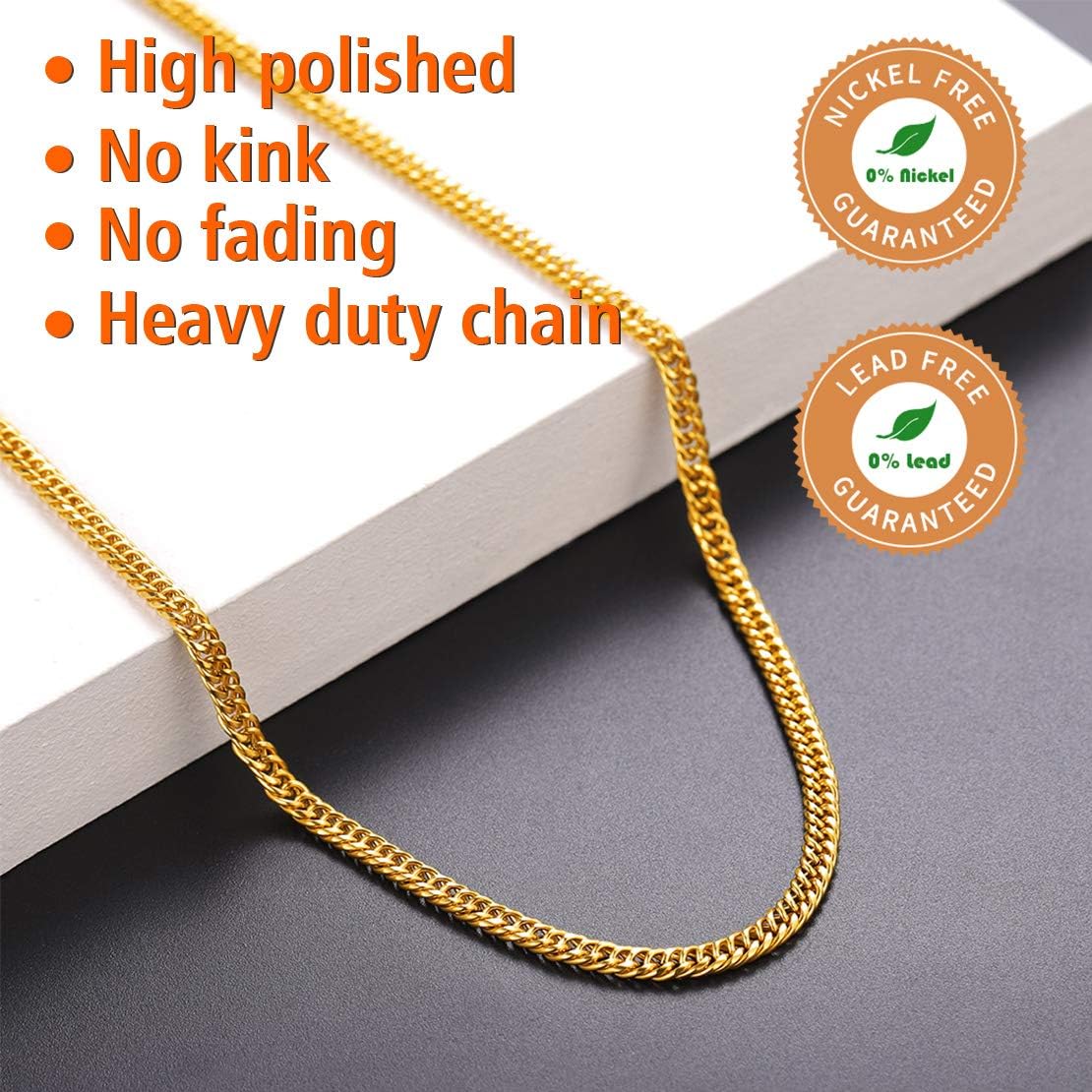 3.5MM Cuban Double Tight Curb Link Chain Necklace