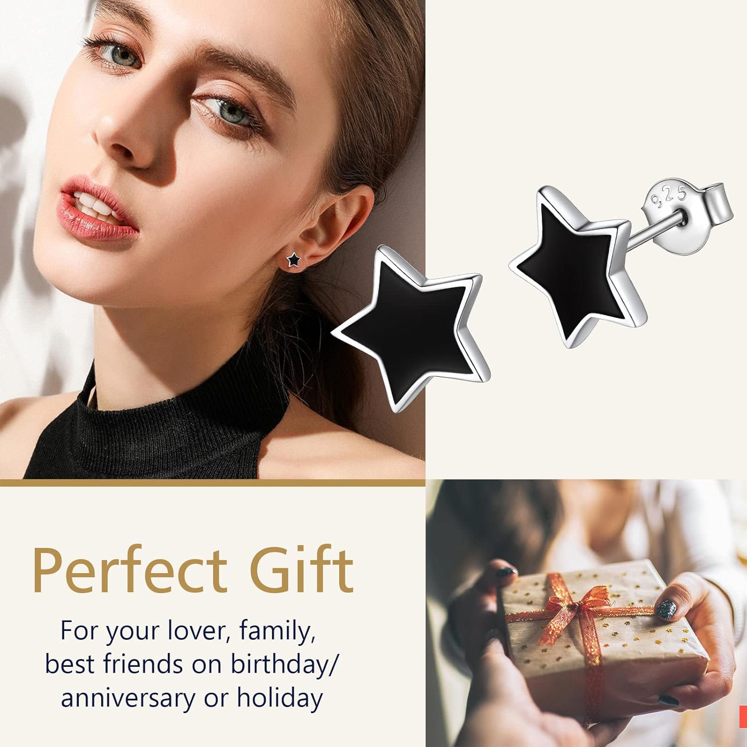 Black Star Studs Earrings