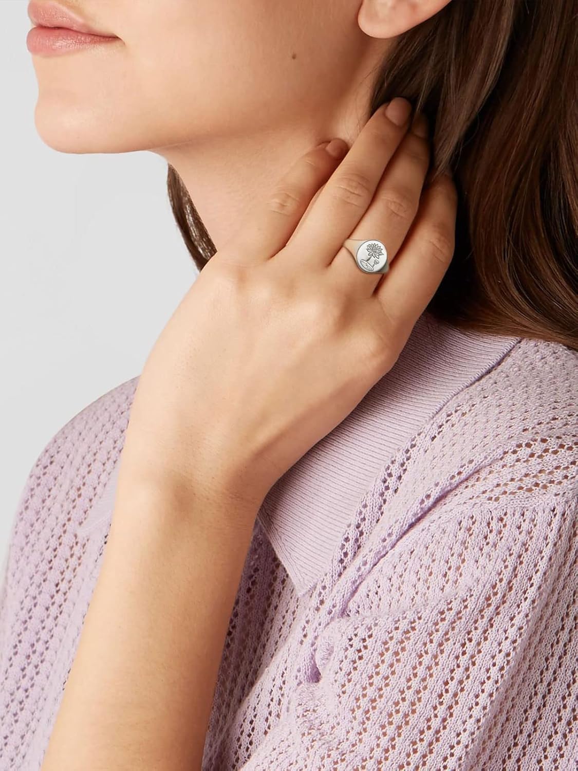 Birth Month Flower Signet Ring