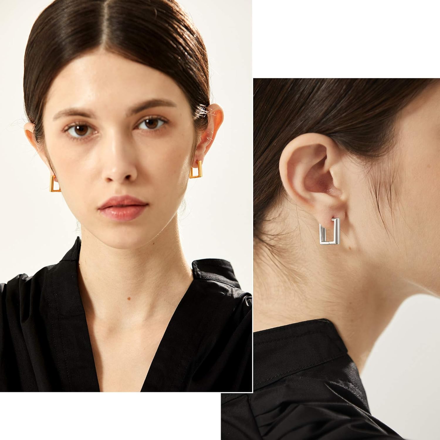 Hollow Small Square Huggie Hoop Earrings