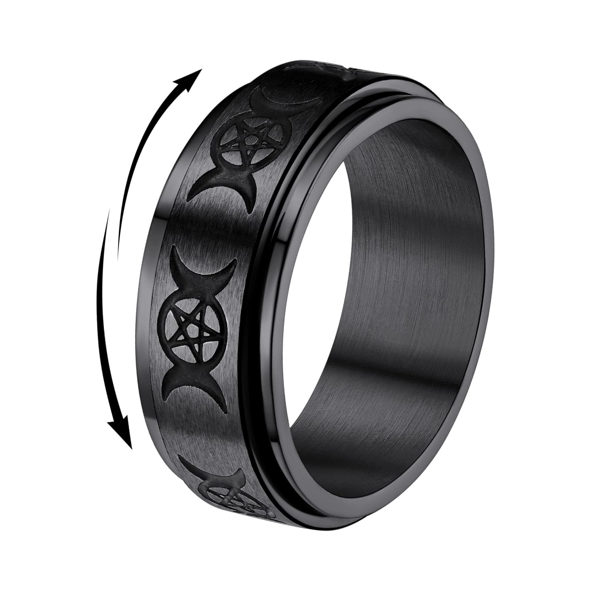 Triple Moons Spinner Band Rings