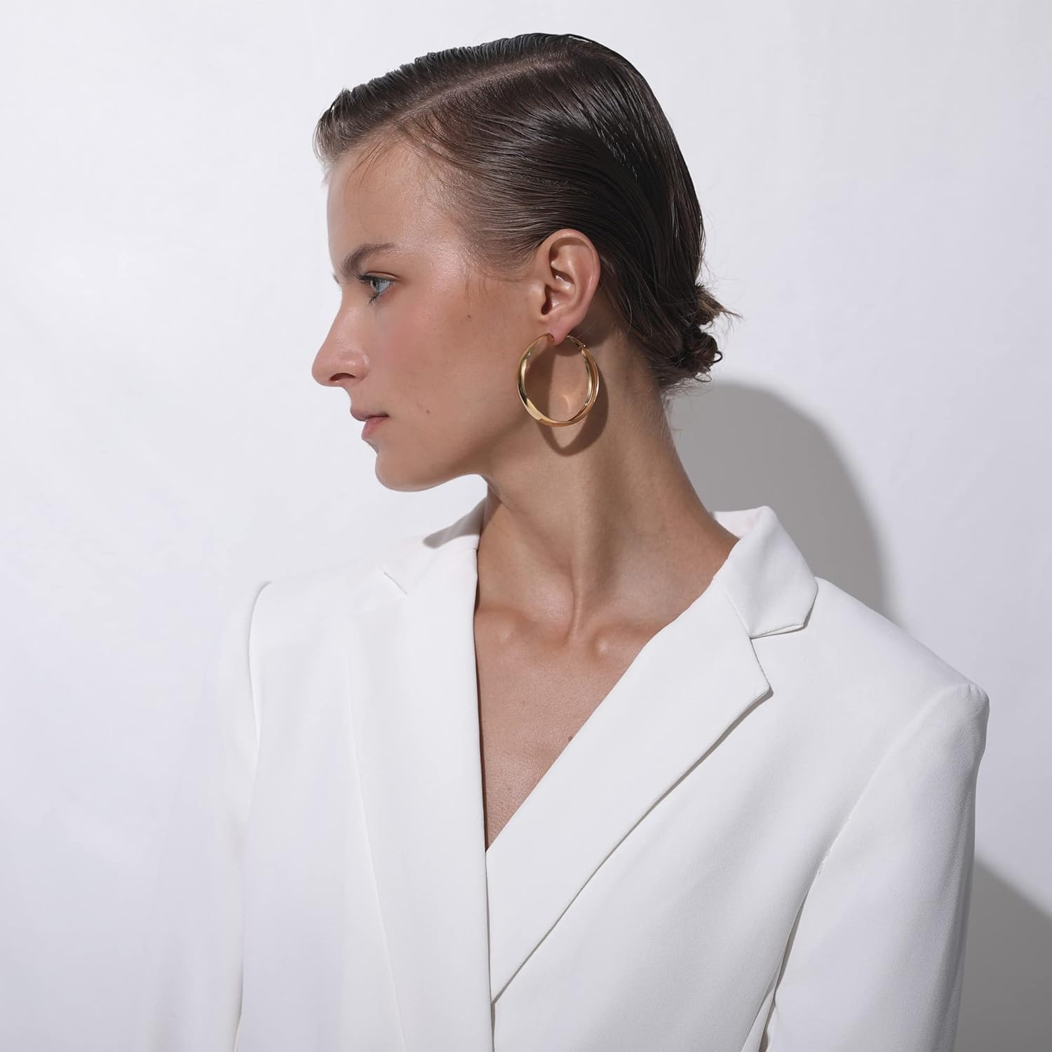 Stainless Steel Wide Hoop Earrings for Women