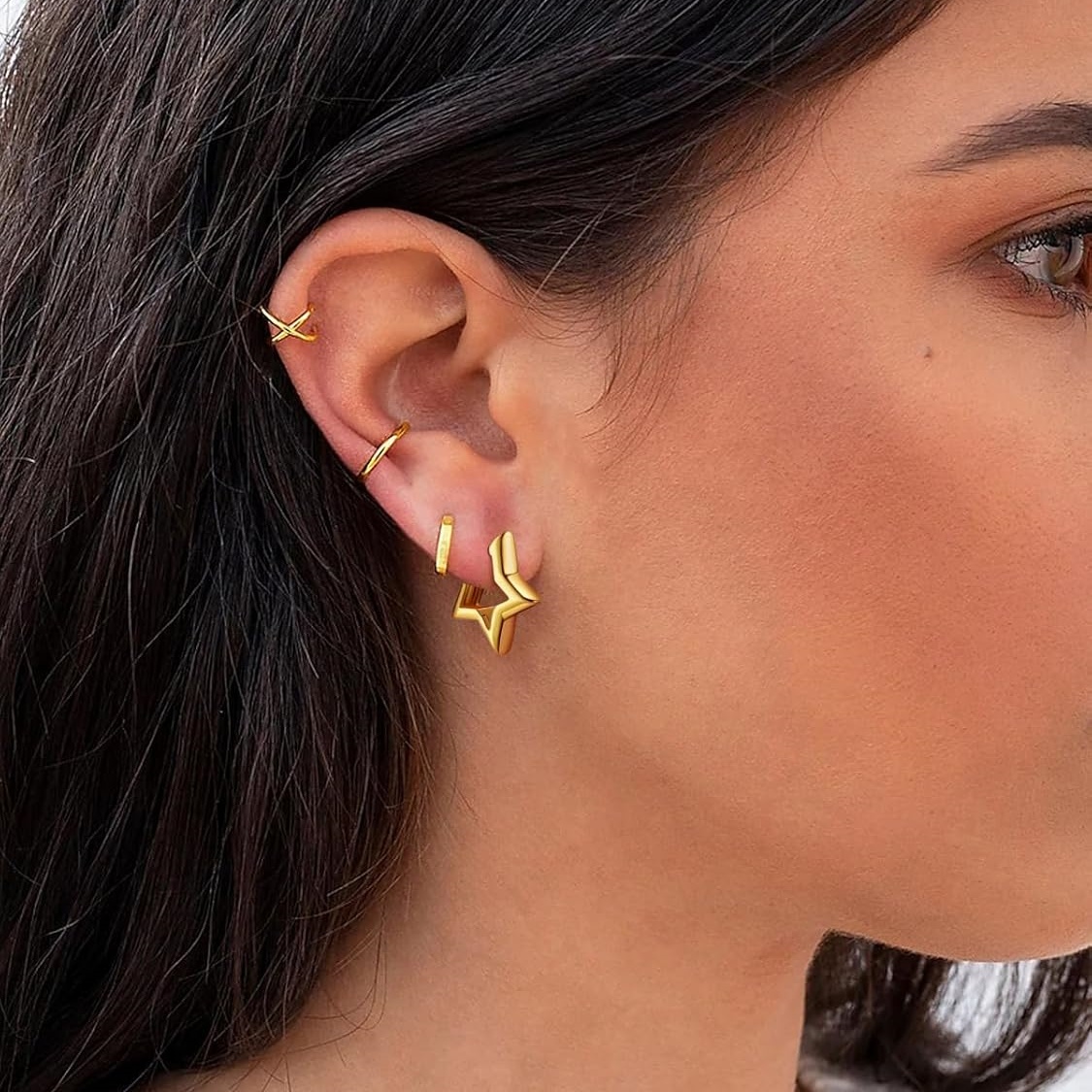 Hollow Star Huggie Hoops Earrings