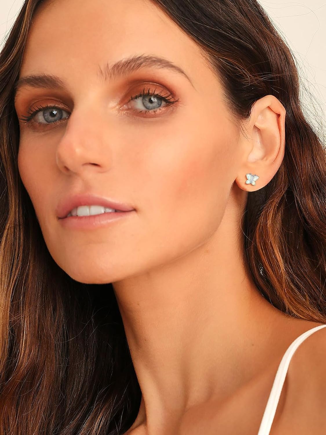 Opal Butterfly Earrings Studs