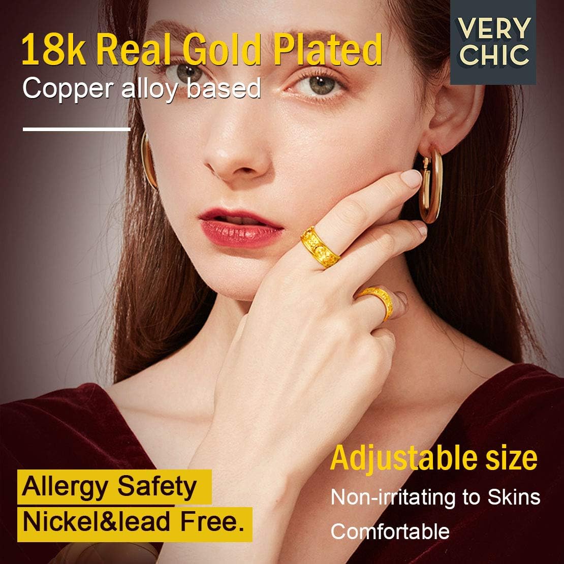 18K Gold Plated Horoscope Zodiac  Adjustable Band Rings for Women