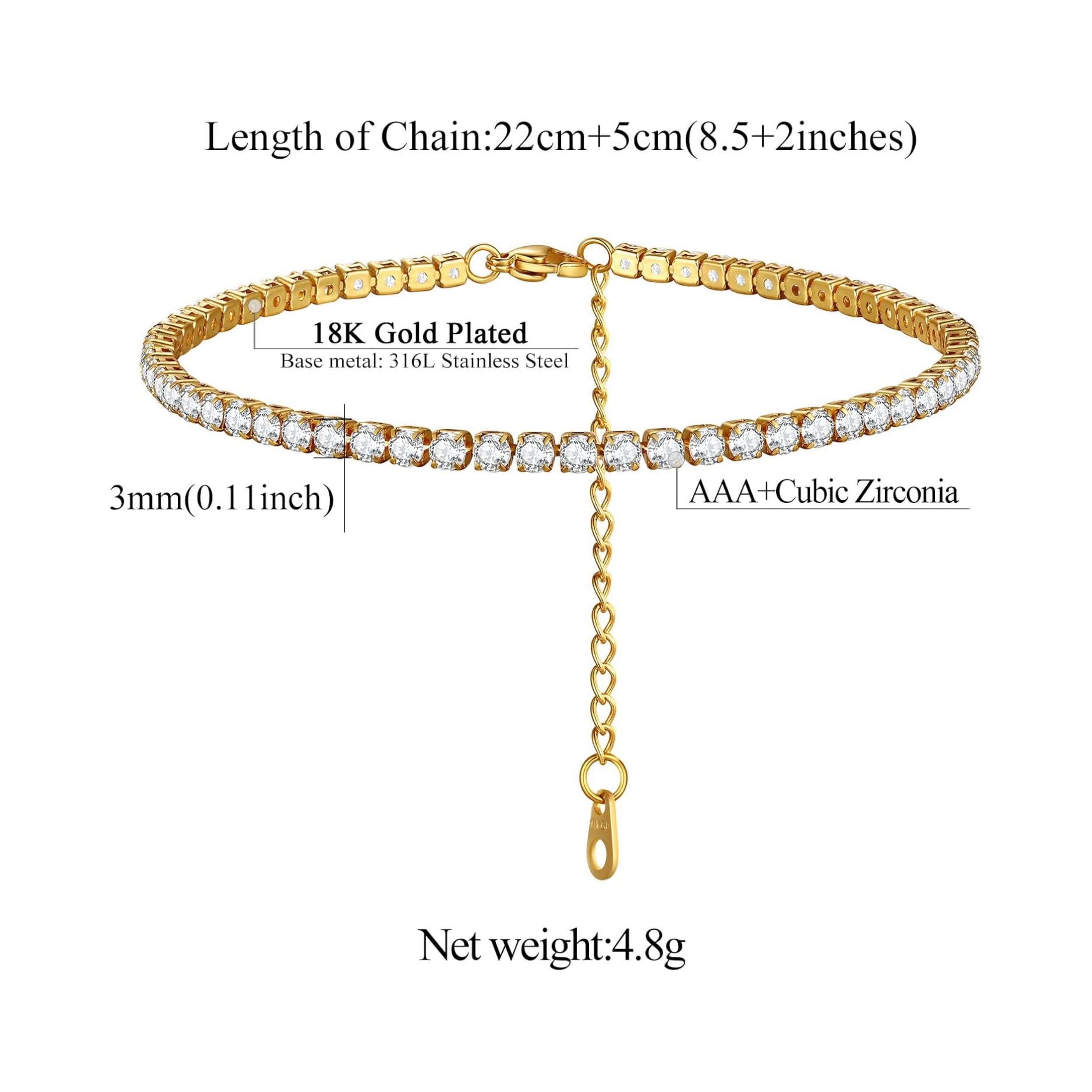 Sparkling Cubic Zirconia Diamond Chain Ankle 