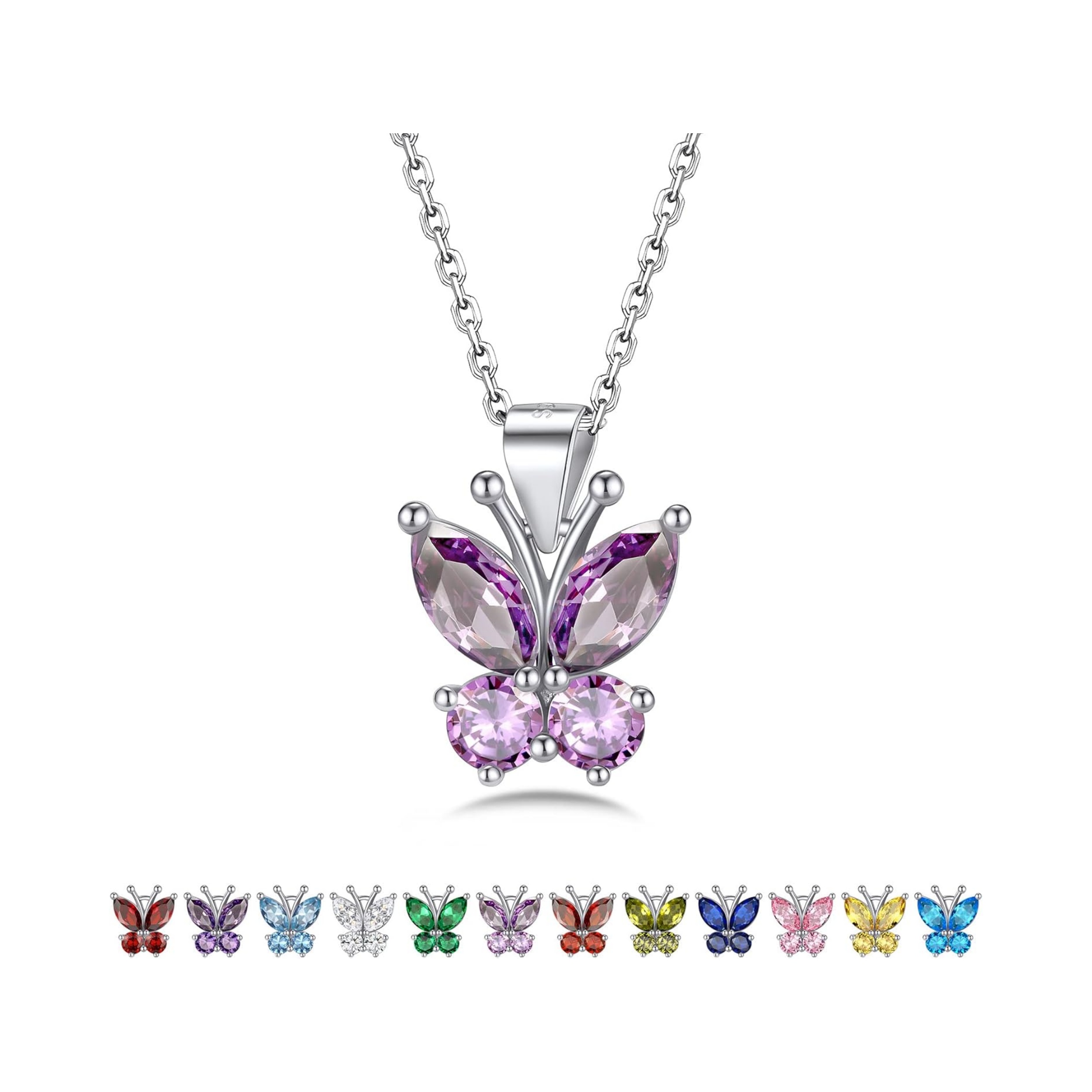 Dazzling June Alexandrite Butterfly Birthstone Necklace
