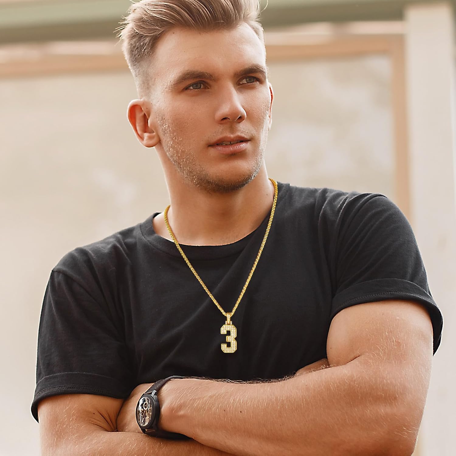 18K Gold Plated Zirconia Number Chain Necklaces