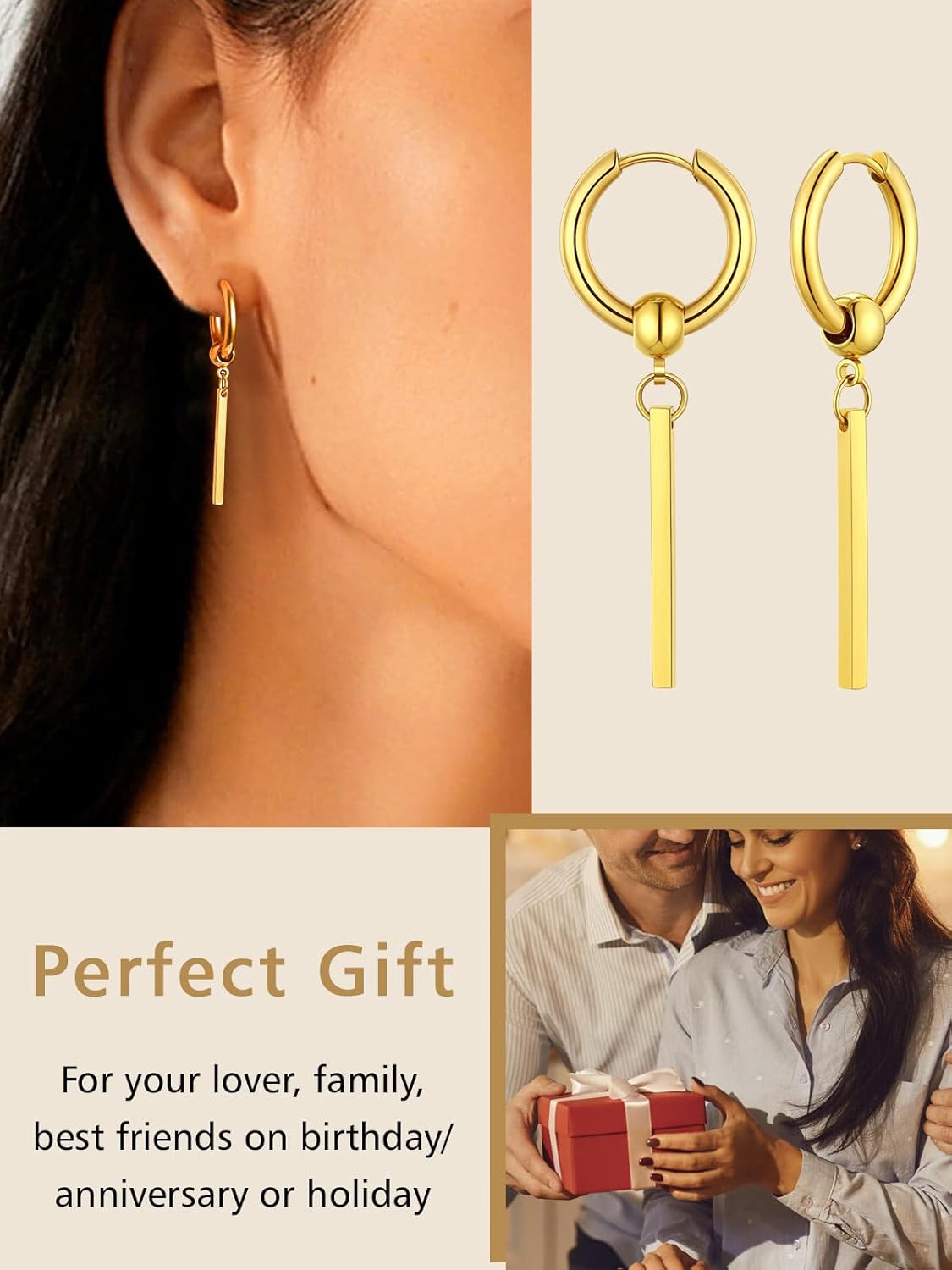 Stick with Hoop Bar Drop Earrings
