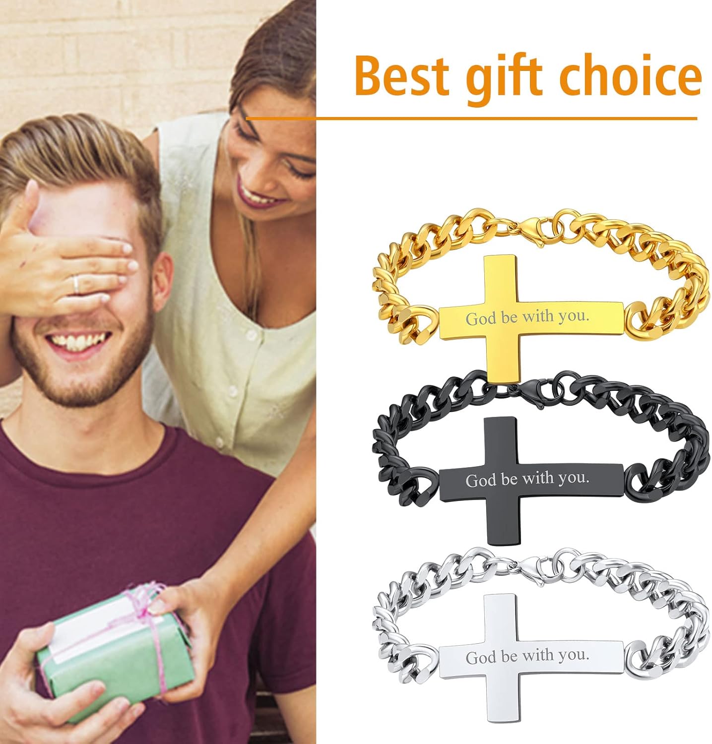 Chunky with Sideway Cross Charm Bracelets