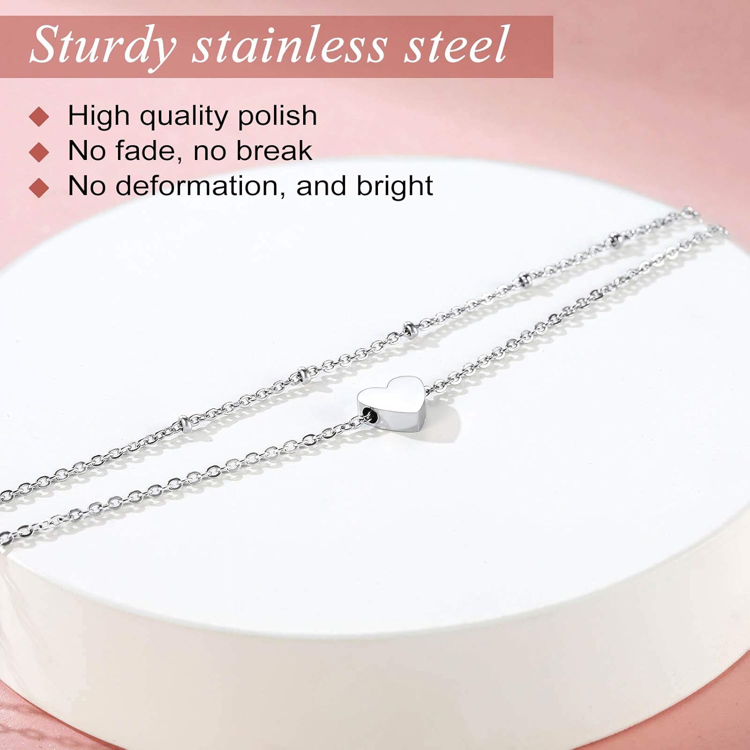 Cute Layered Heart Charm Anklets 