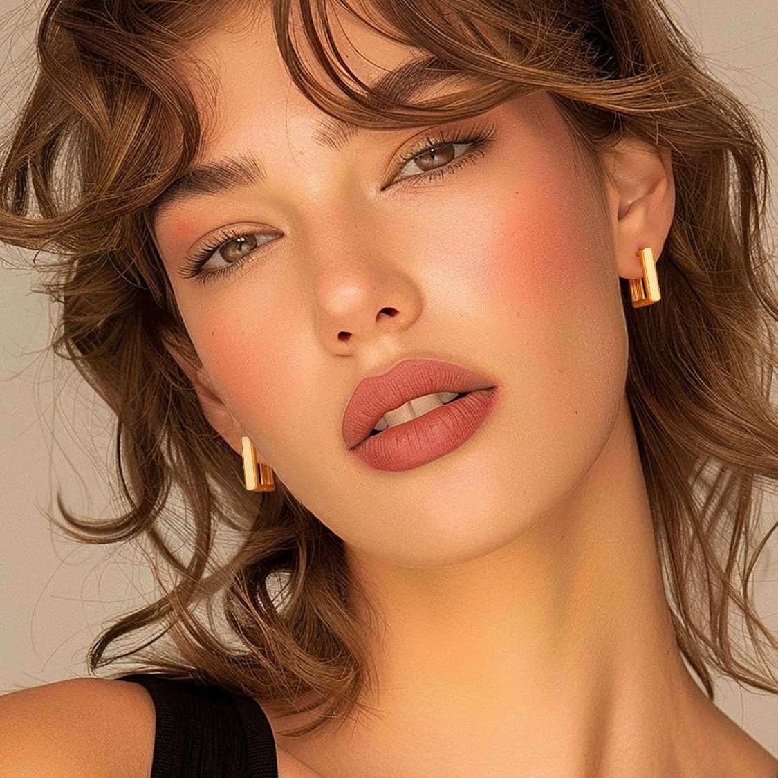 Hollow Small Square Huggie Hoop Earrings