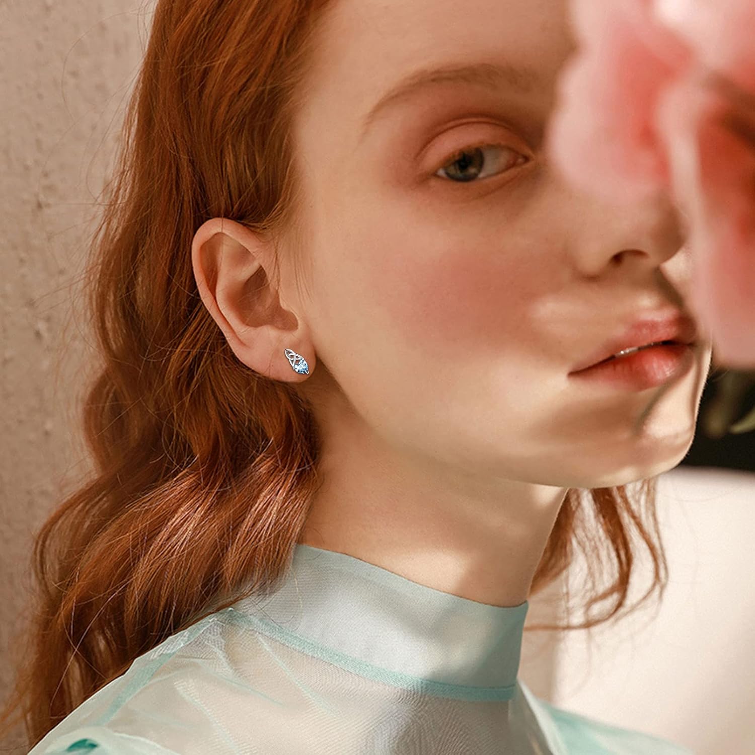 Brilliant Heart Cut Birthstone & Celtic Knot Stud Earrings