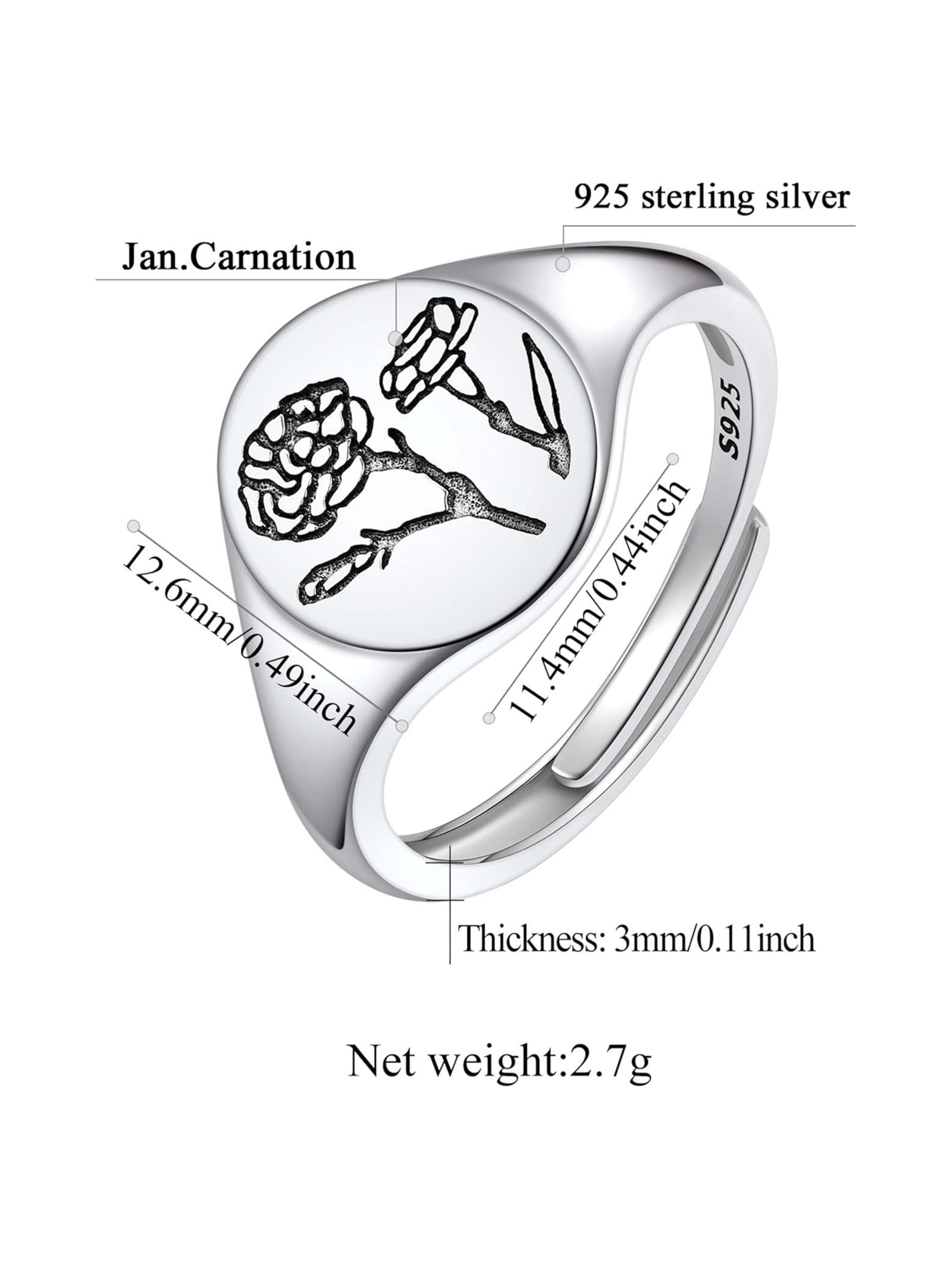 Birth Month Flower Signet Ring