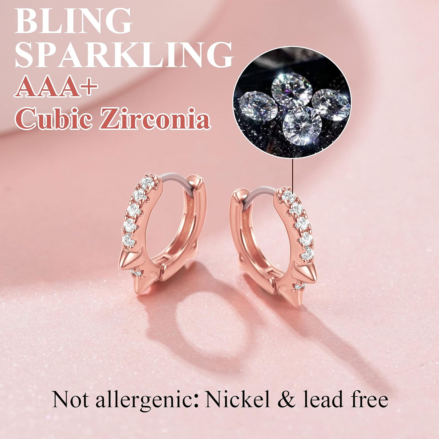 Cool Spike Wire Circle Lightweight with Hypoallergenic Silver Post Huggie Hoops Earrings 