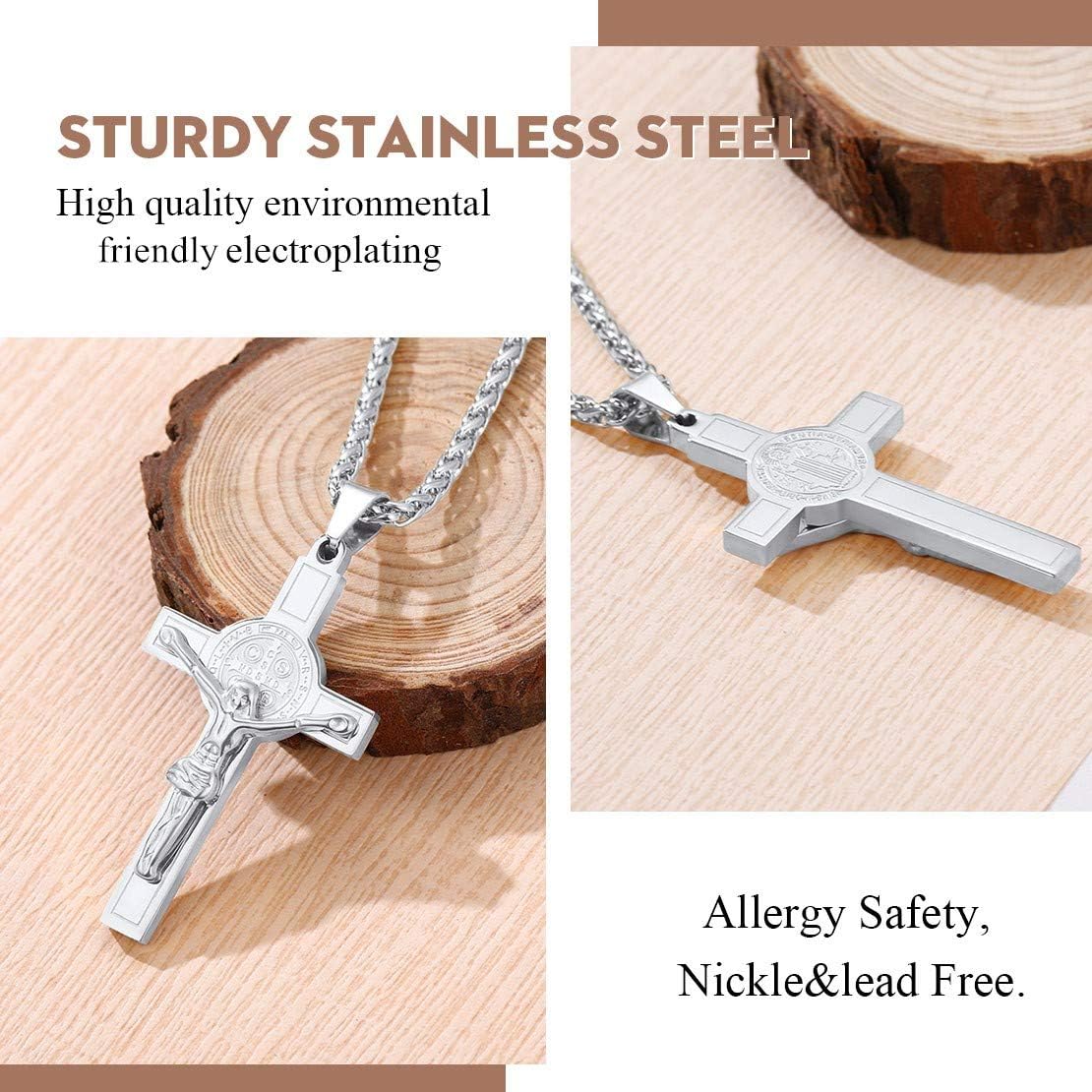 Cross Crucifix Jesus Lord's Prayer Pendant Necklace